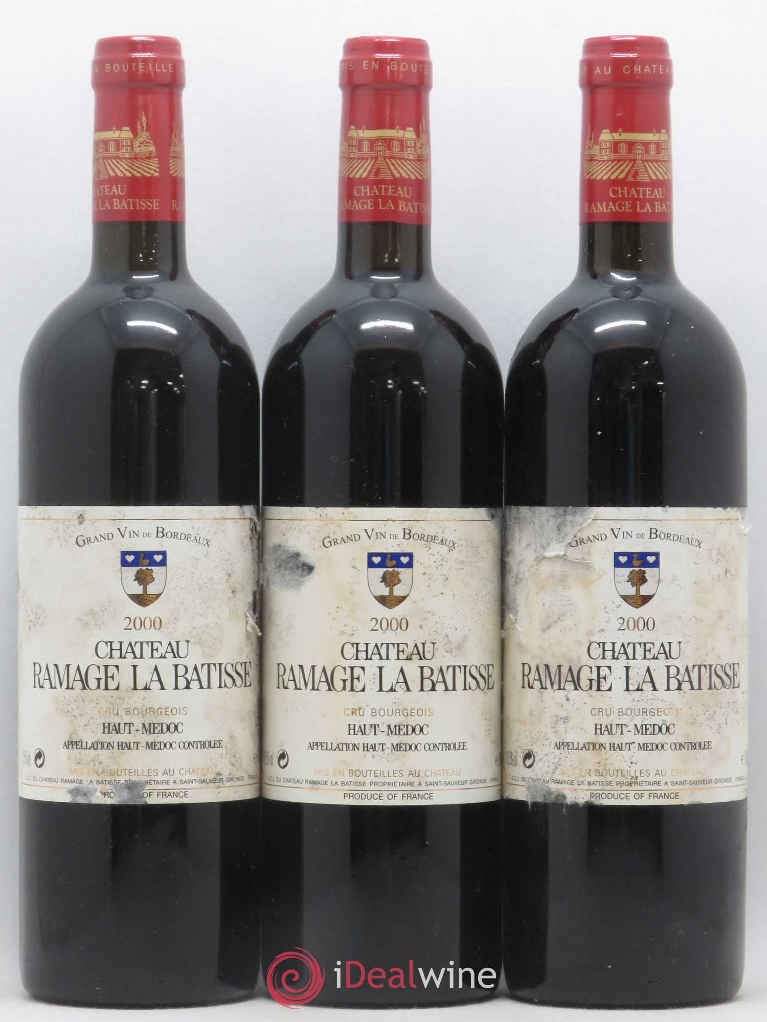 Château Ramage la Bâtisse Cru Bourgeois (sans prix de réserve) 2000 - Lot de 3 bouteilles - 0