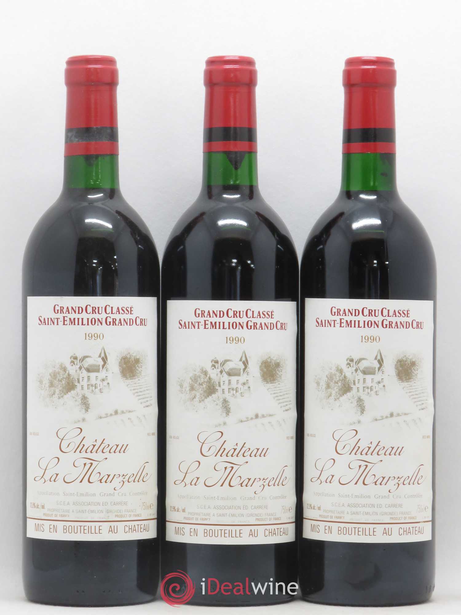 Château La Marzelle Grand Cru Classé 1990 - Lot de 12 bouteilles - 1