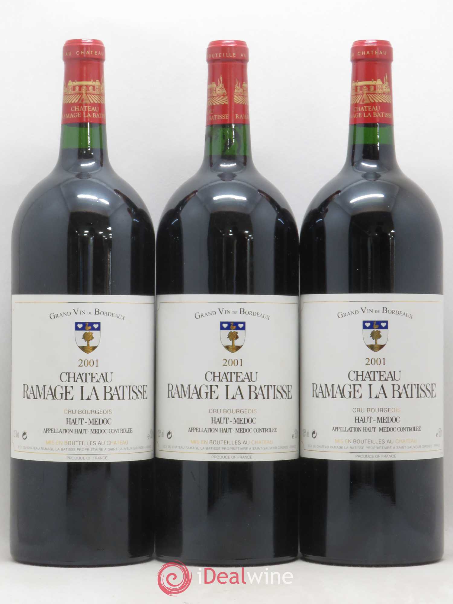 Château Ramage la Bâtisse Cru Bourgeois 2001 - Lot de 3 magnums - 0