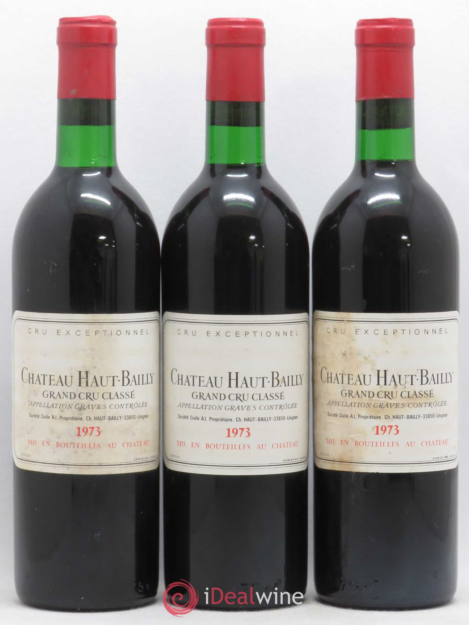 Château Haut-Bailly Cru Classé de Graves 1973 - Lot de 3 bouteilles - 0