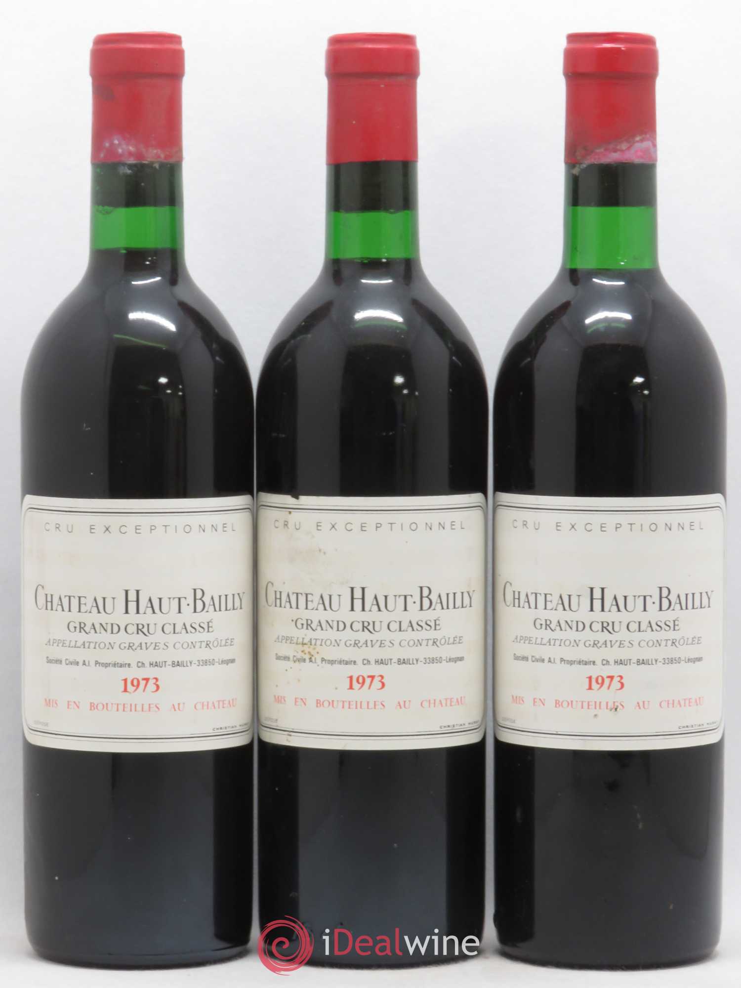 Château Haut-Bailly Cru Classé de Graves 1973 - Lot de 3 bouteilles - 0