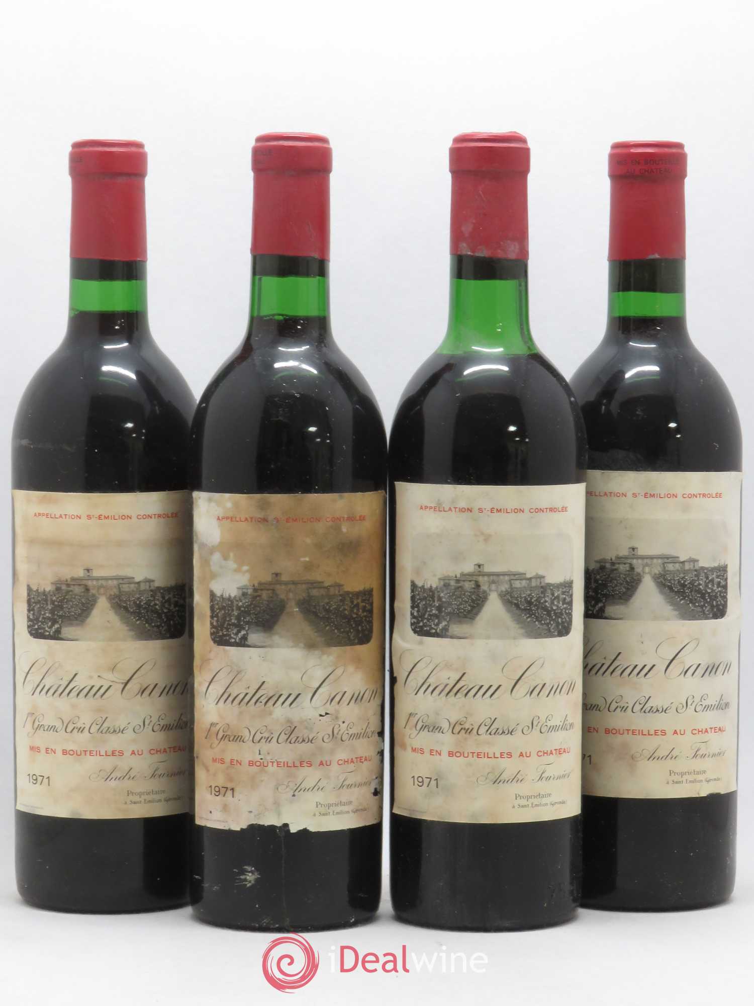 Château Canon 1er Grand Cru Classé B 1971 - Lot de 4 bouteilles - 0