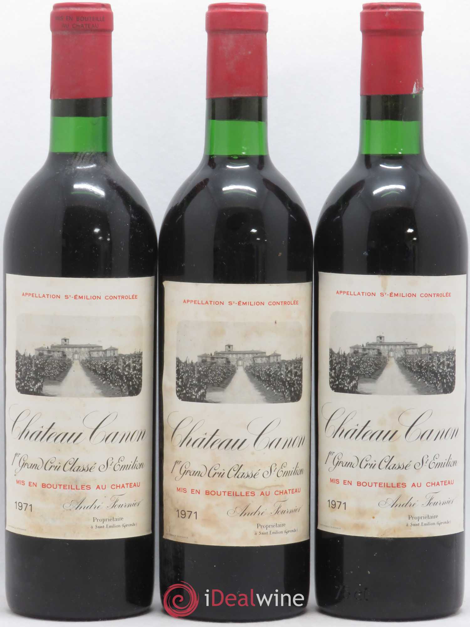 Château Canon 1er Grand Cru Classé B 1971 - Lot de 3 bouteilles - 0