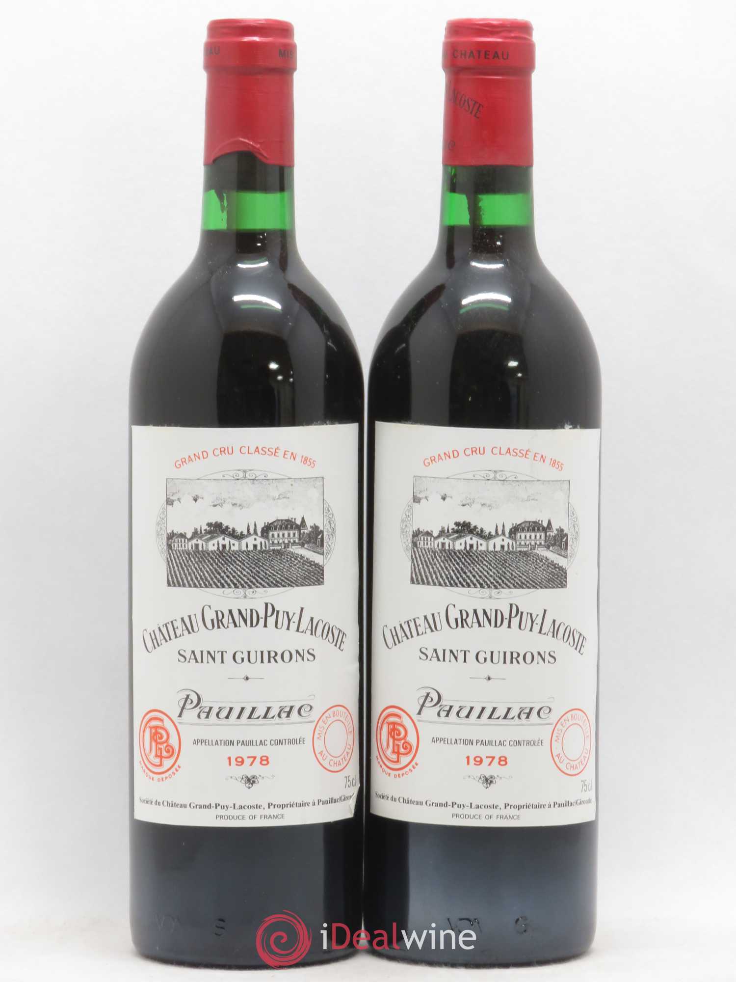 Château Grand Puy Lacoste 5ème Grand Cru Classé 1978 - Lot de 2 bouteilles - 0