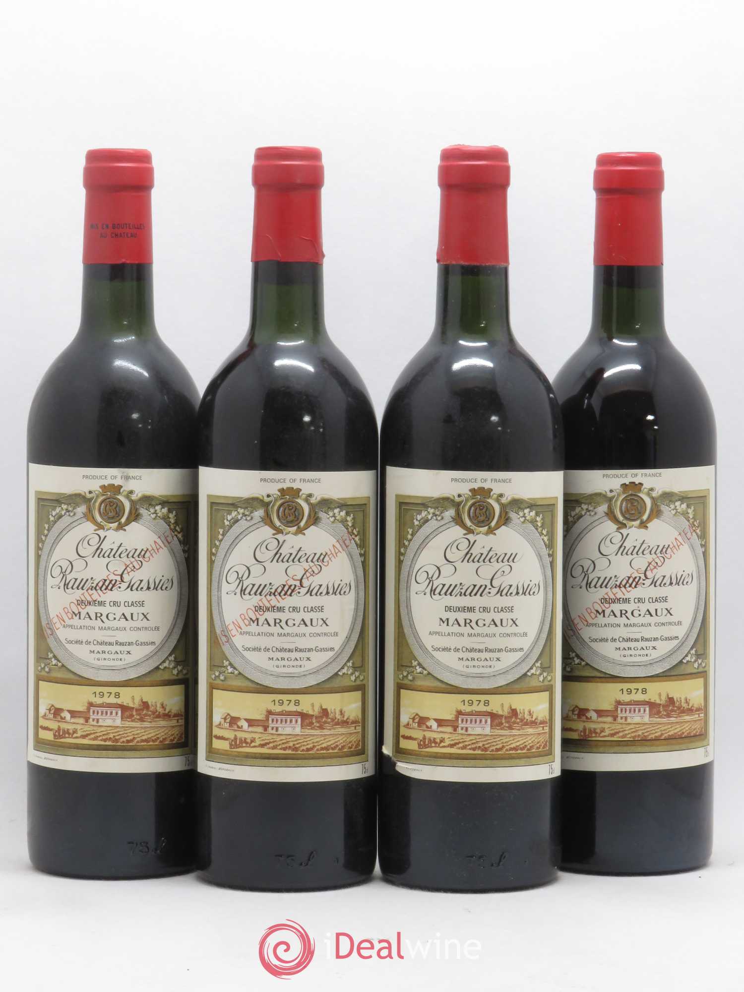Château Rauzan-Gassies 2ème Grand Cru Classé 1978 - Lot de 4 bouteilles - 0