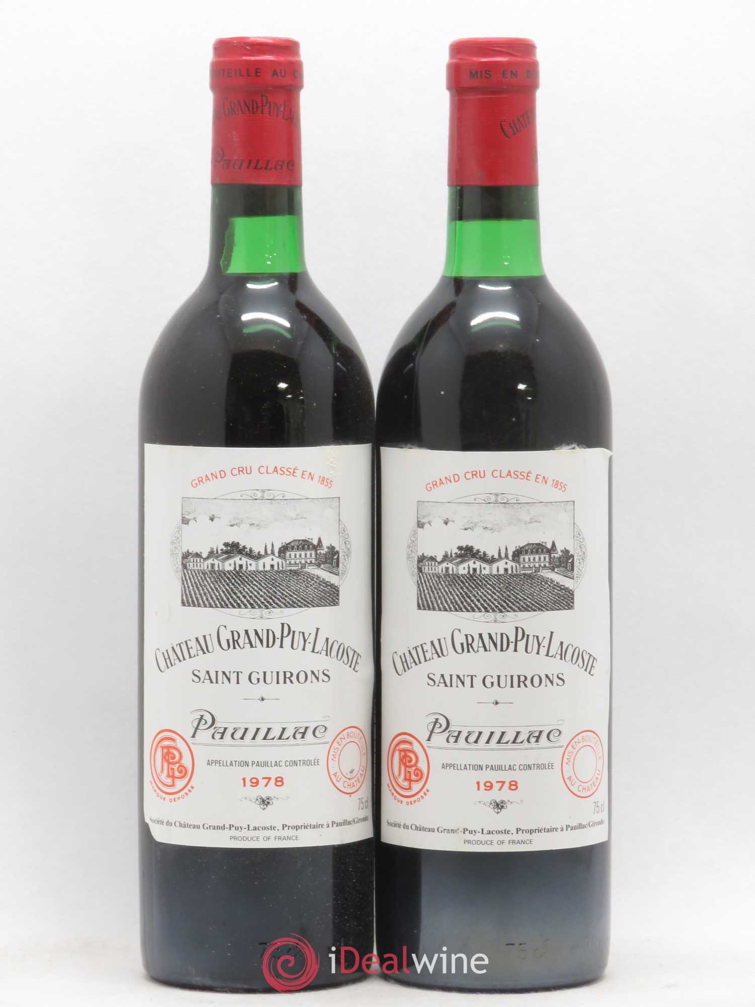 Château Grand Puy Lacoste 5ème Grand Cru Classé 1978 - Lot de 2 bouteilles - 0