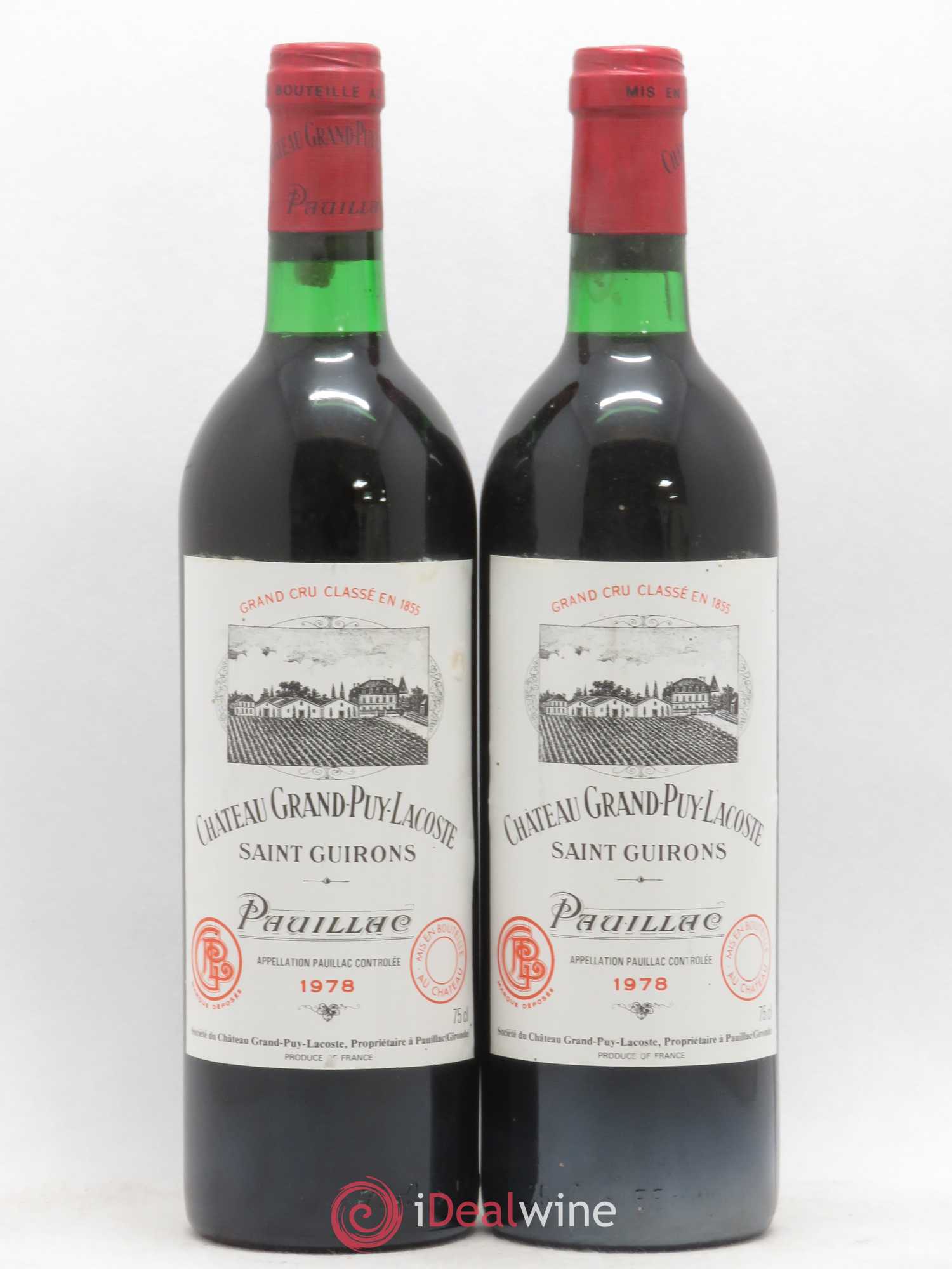 Château Grand Puy Lacoste 5ème Grand Cru Classé 1978 - Lot de 2 bouteilles - 0