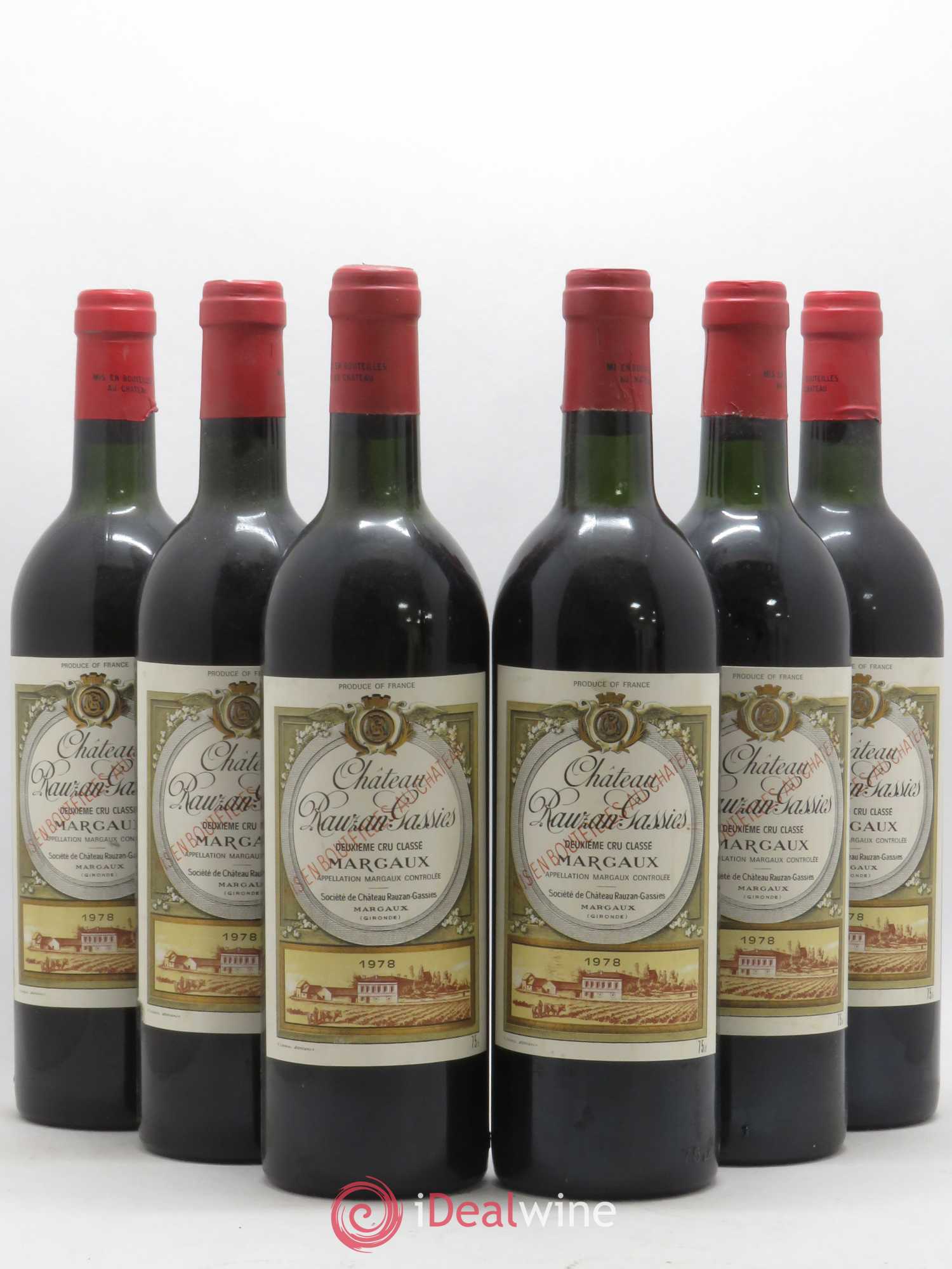 Château Rauzan-Gassies 2ème Grand Cru Classé 1978 - Lot de 6 bouteilles - 0