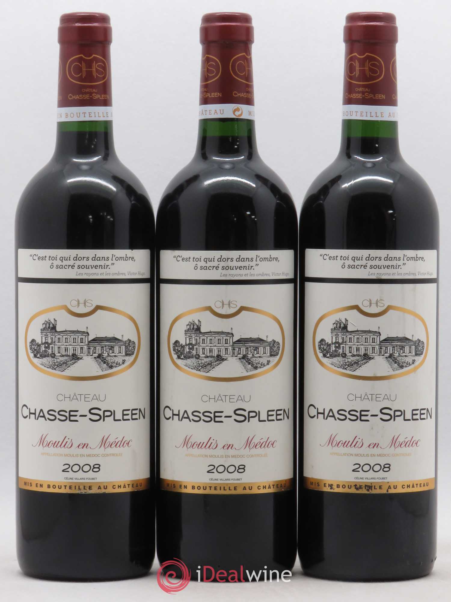 Château Chasse Spleen 2008 - Lot de 3 bouteilles - 0