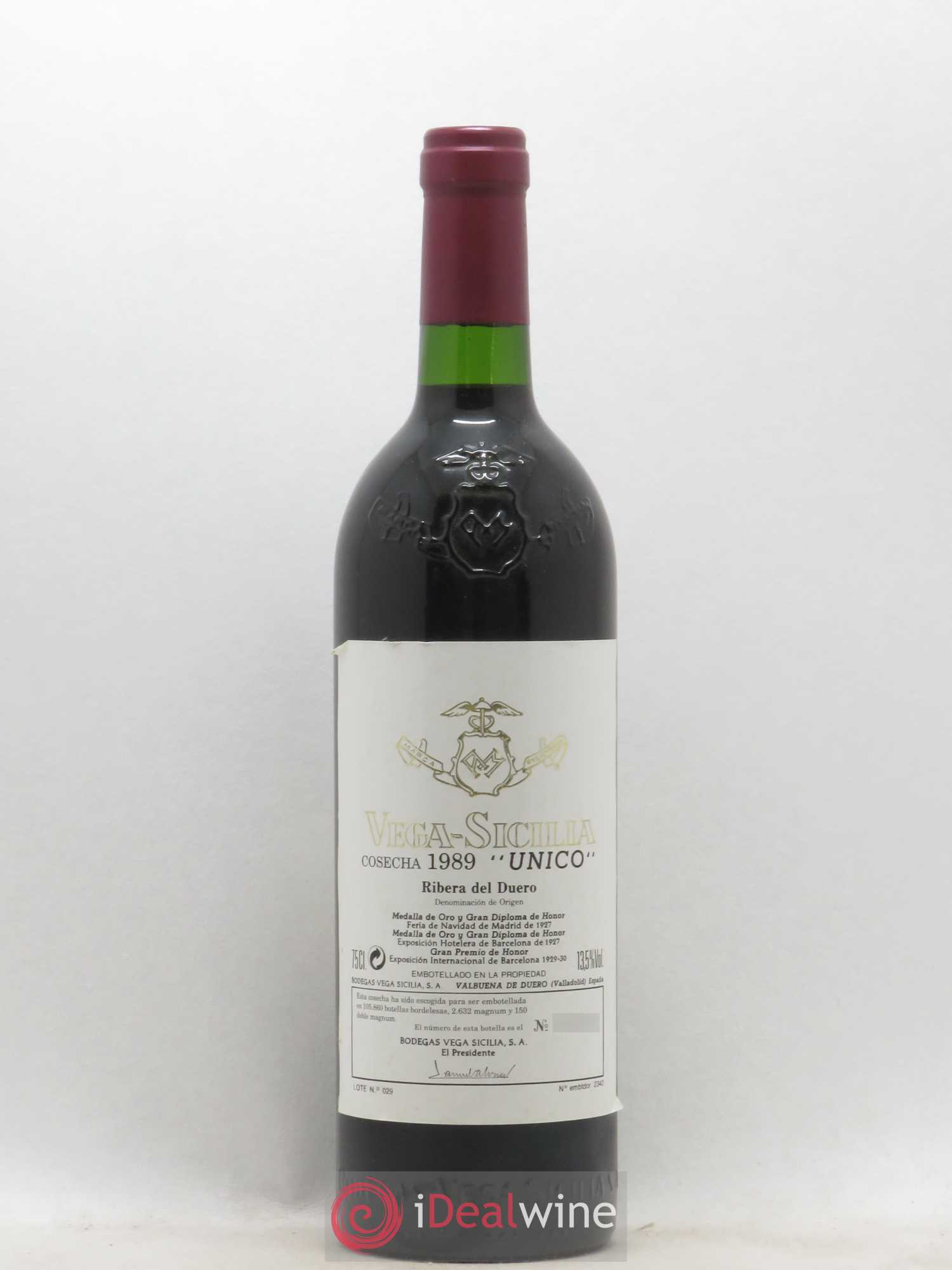 Ribera Del Duero DO Vega Sicilia Unico Famille Alvarez 1989 - Lot de 1 bouteille - 0
