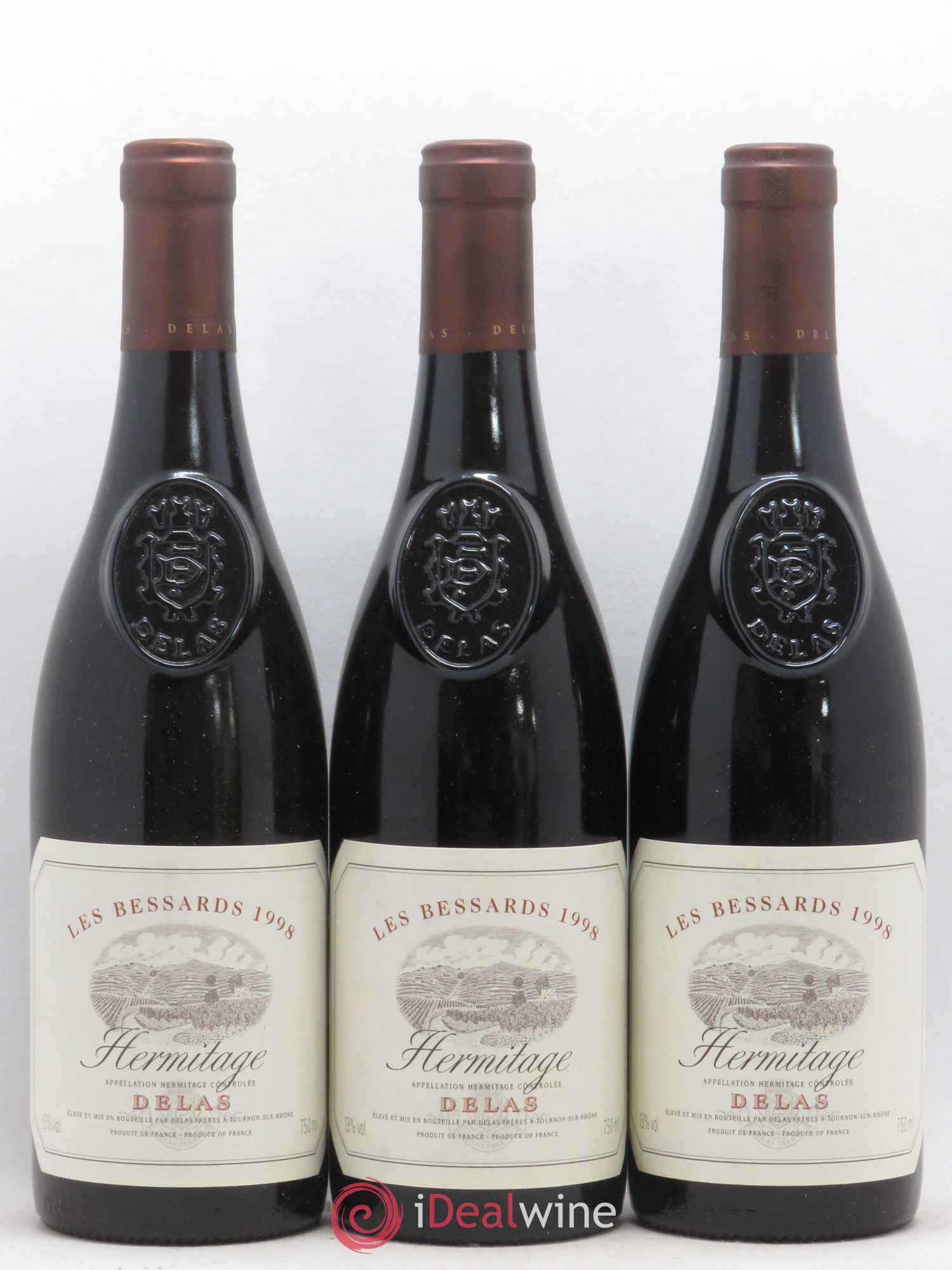 Hermitage Les Bessards Delas Frères 1998 - Lot de 3 bouteilles - 0