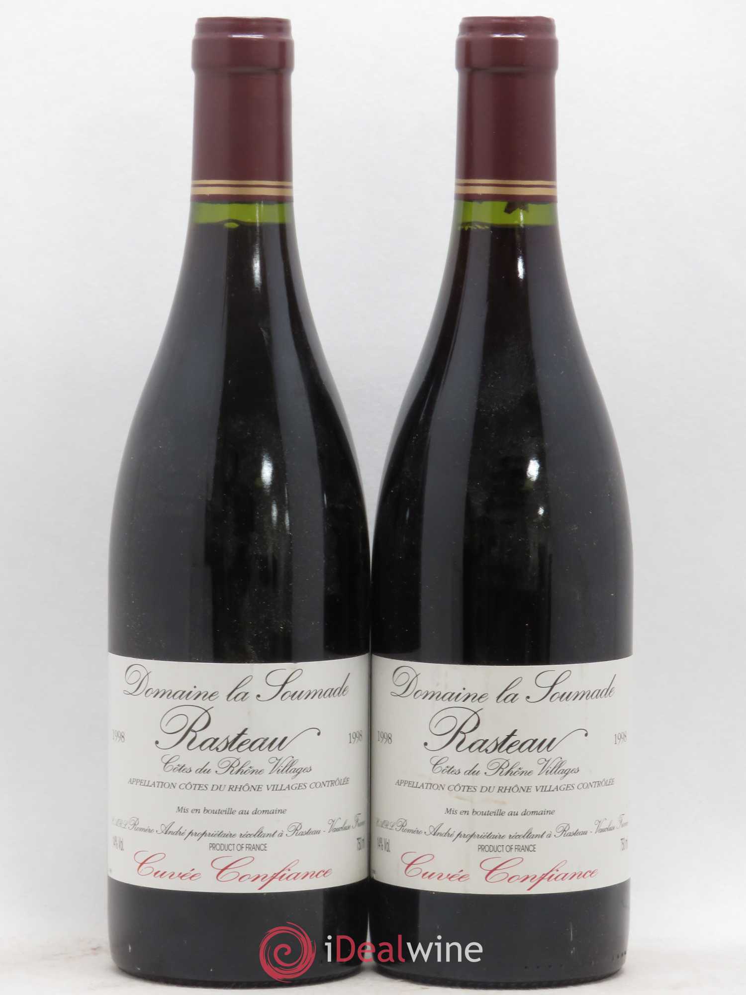 Rasteau Cuvée Confiance La Soumade (Domaine) 1998 - Lot de 2 bouteilles - 0