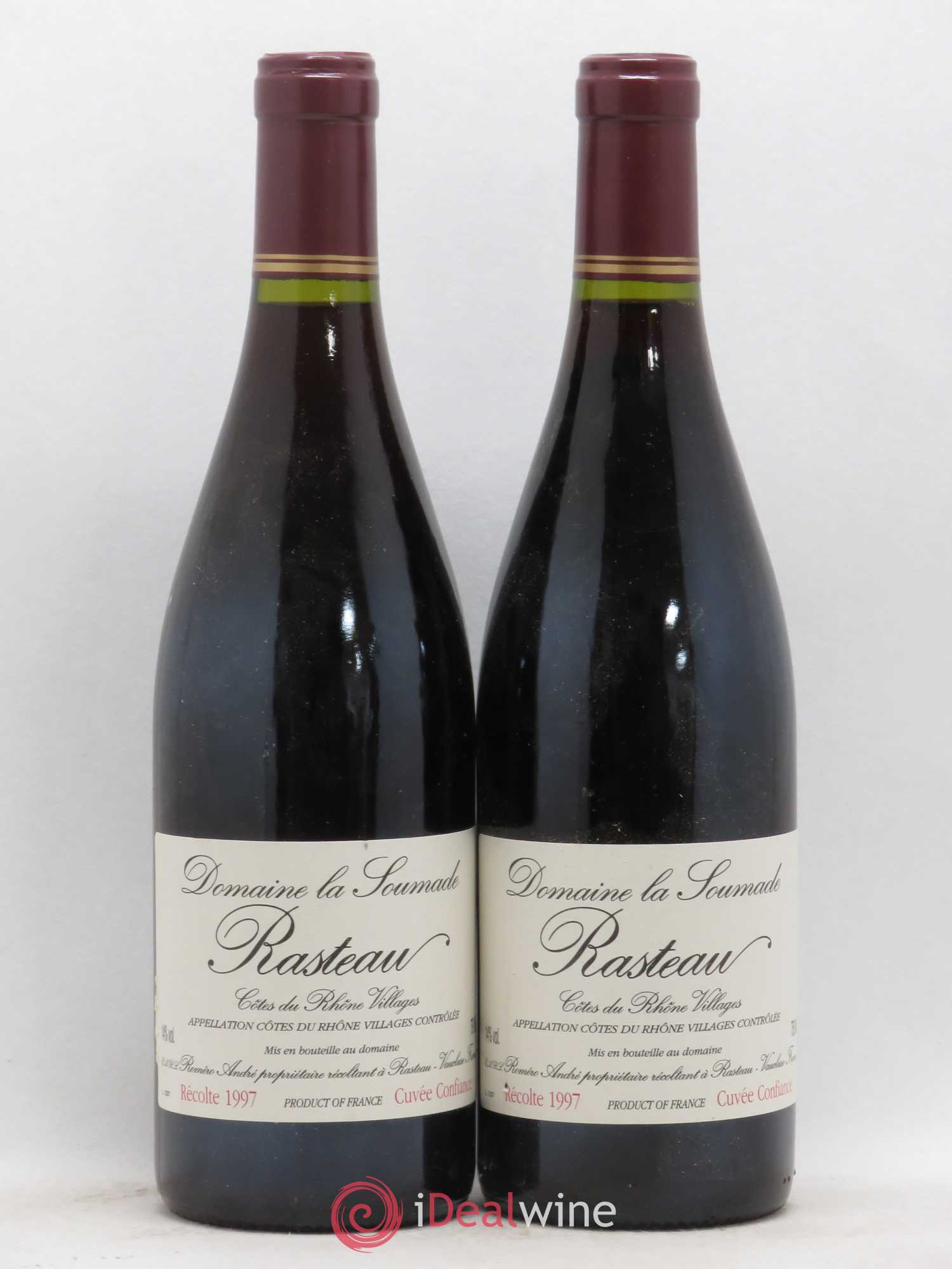 Rasteau Cuvée Confiance La Soumade (Domaine) 1997 - Lot de 2 bouteilles - 0