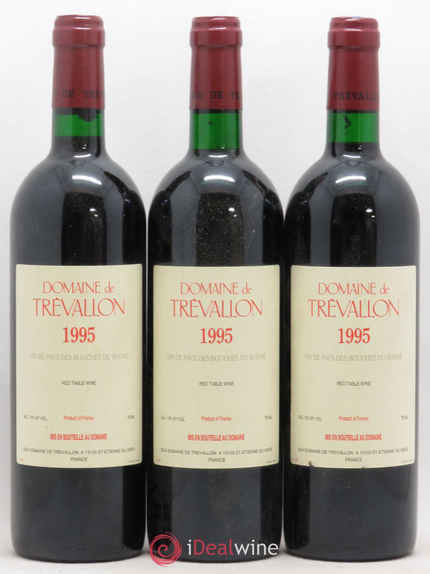 Coteaux d'Aix-en-Provence Trévallon (Domaine de) Eloi Dürrbach 1995 - Lot de 3 bouteilles - 0