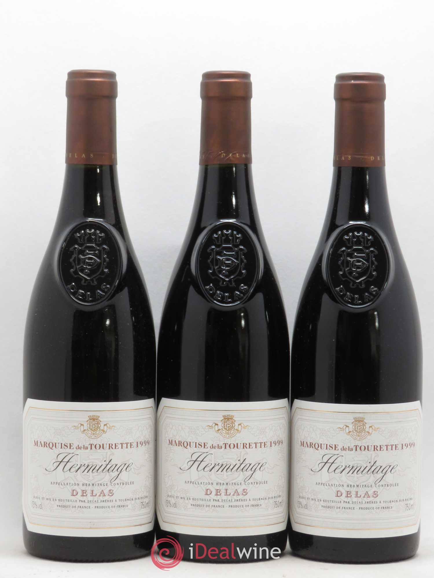 Hermitage Marquise de la Tourette Delas Frères 1999 - Lot de 3 bouteilles - 0