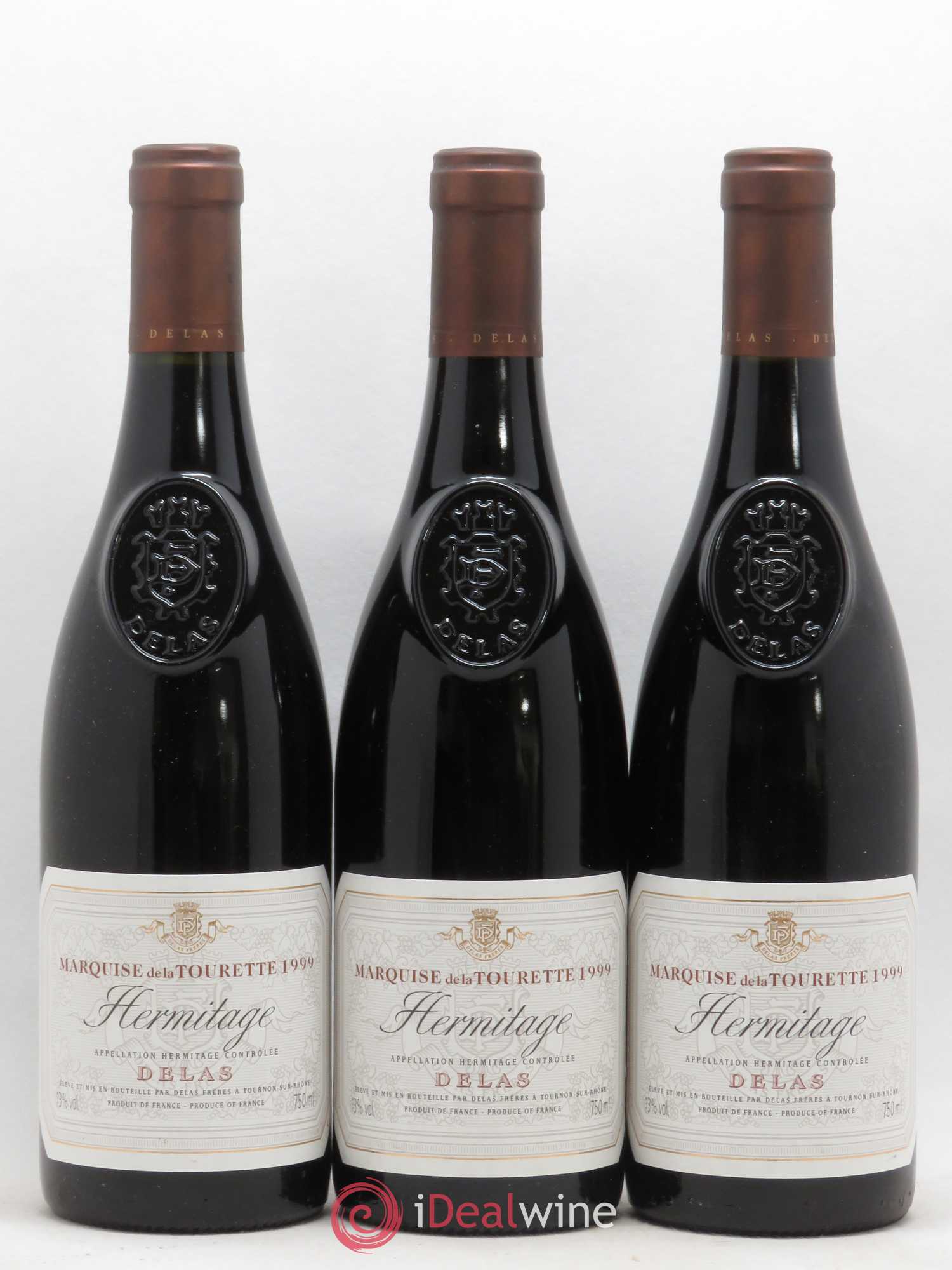 Hermitage Marquise de la Tourette Delas Frères 1999 - Lot de 3 bouteilles - 0