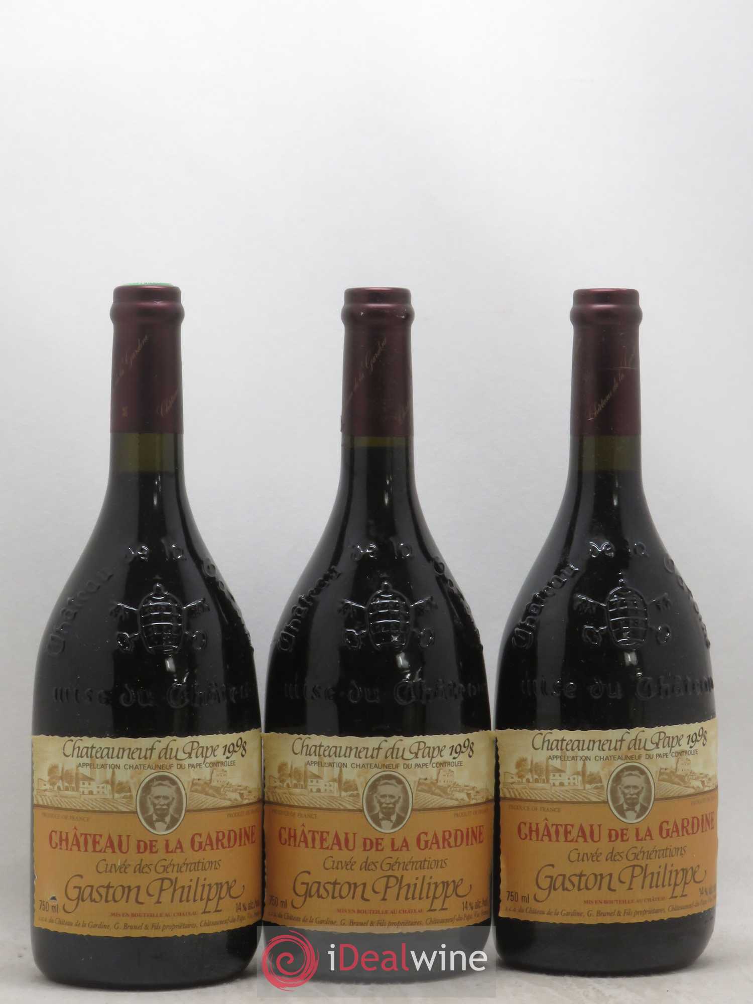 Châteauneuf-du-Pape Château de La Gardine Cuvée des Générations Gaston Philippe Famille Brunel 1998 - Lot de 6 bouteilles - 2