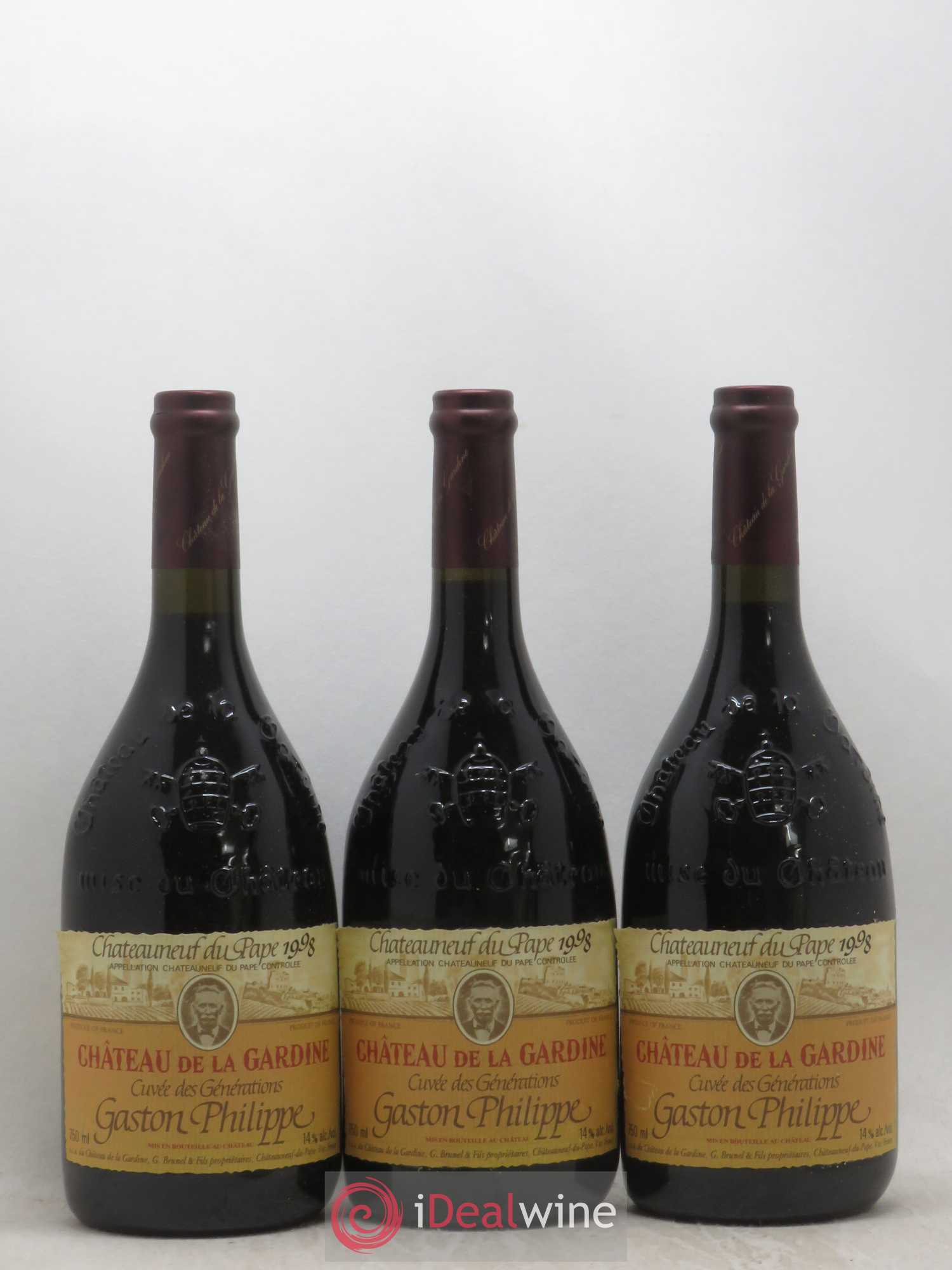 Châteauneuf-du-Pape Château de La Gardine Cuvée des Générations Gaston Philippe Famille Brunel 1998 - Lot de 6 bouteilles - 1