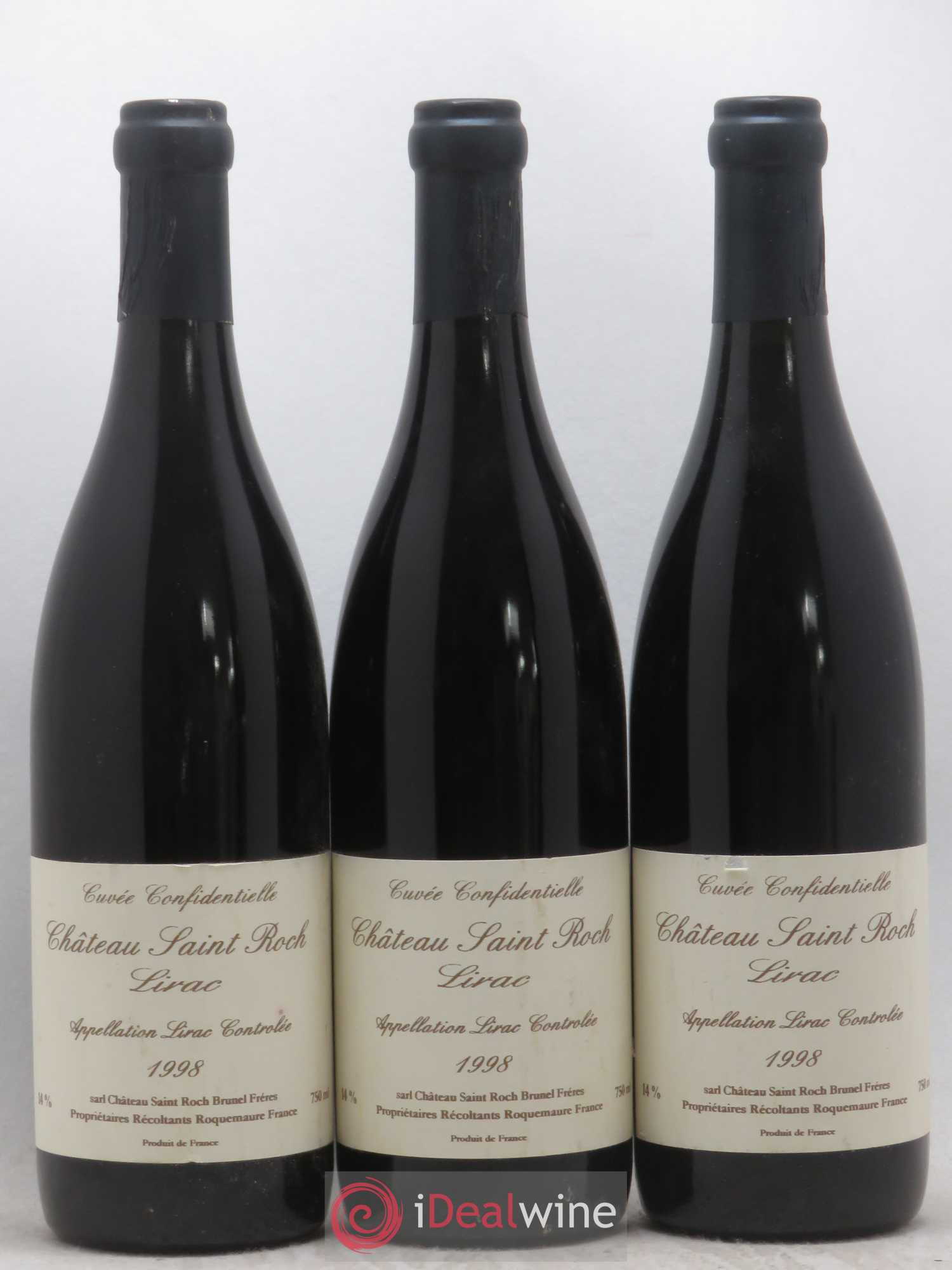Lirac Cuvee Confidentielle Chateau Saint Roch Brunel Freres 1998 - Posten von 3 Flaschen - 0