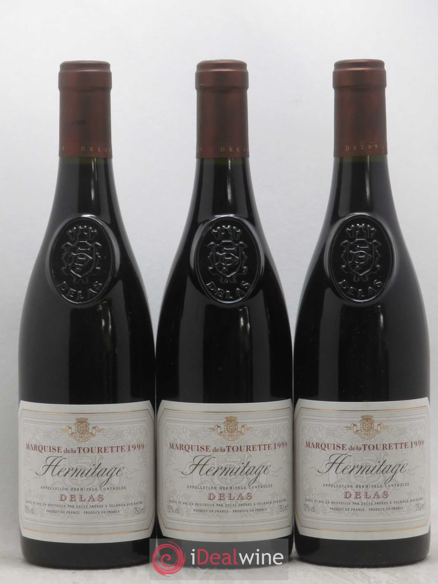 Hermitage Marquise de la Tourette Delas Frères 1999 - Lot de 3 bouteilles - 0