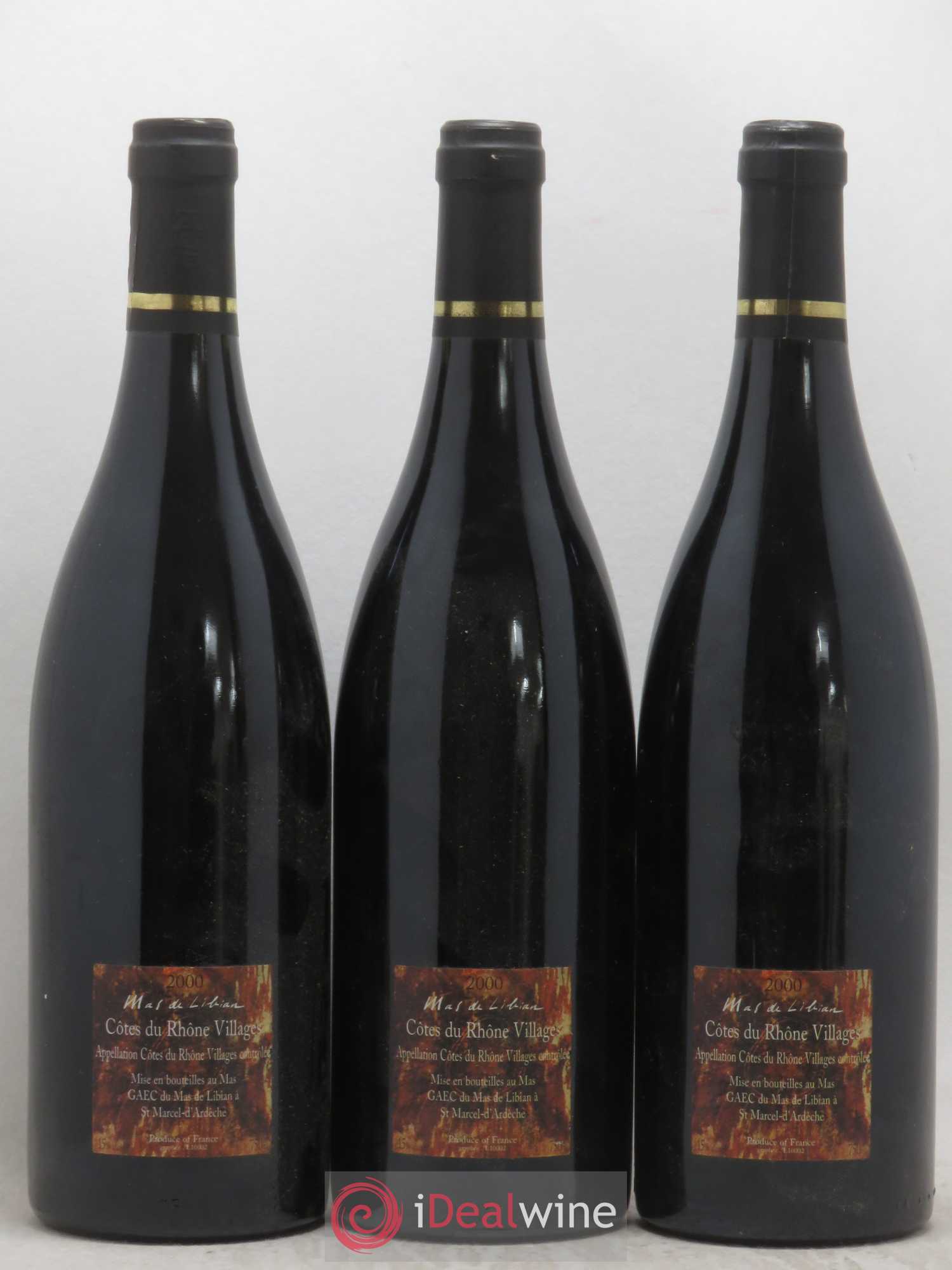 Côtes-du-Rhône La Calade Mas de Libian 2000 - Lot de 3 bouteilles - 1