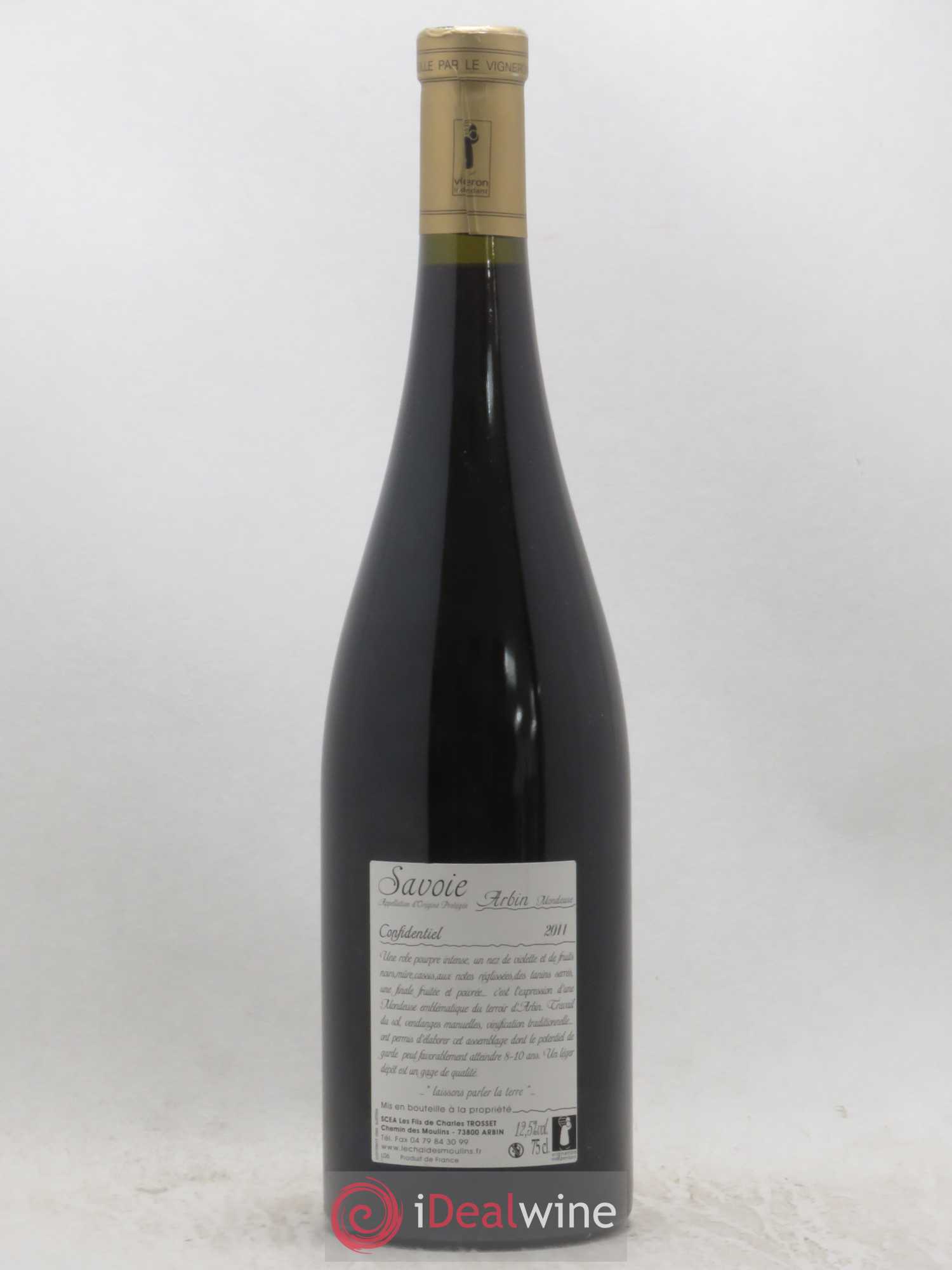 Vin de Savoie Arbin Mondeuse Confidentiel Trosset 2011 - Lot de 1 bouteille - 1