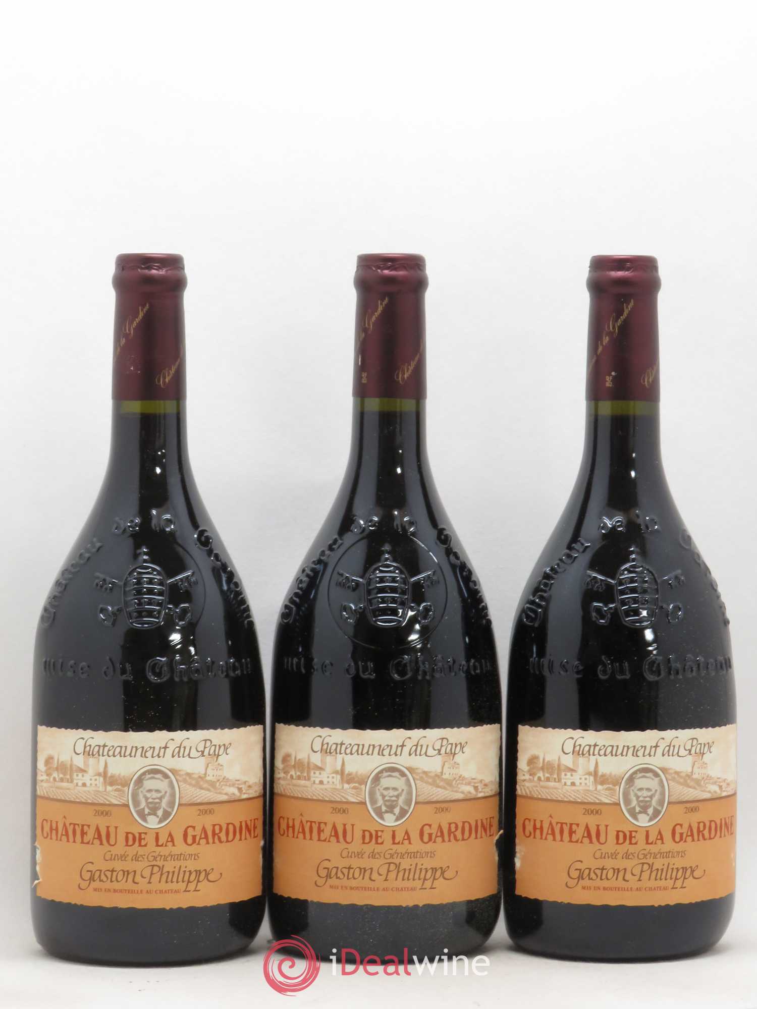 Châteauneuf-du-Pape Château de La Gardine Cuvée des Générations Gaston Philippe Famille Brunel 2000 - Lot de 6 bouteilles - 1