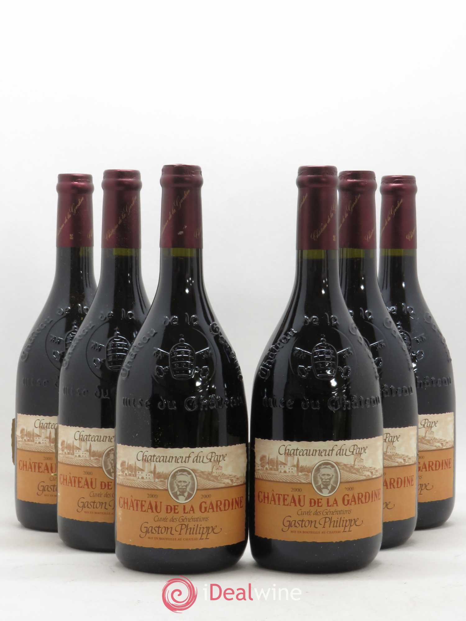 Châteauneuf-du-Pape Château de La Gardine Cuvée des Générations Gaston Philippe Famille Brunel 2000 - Lot de 6 bouteilles - 0