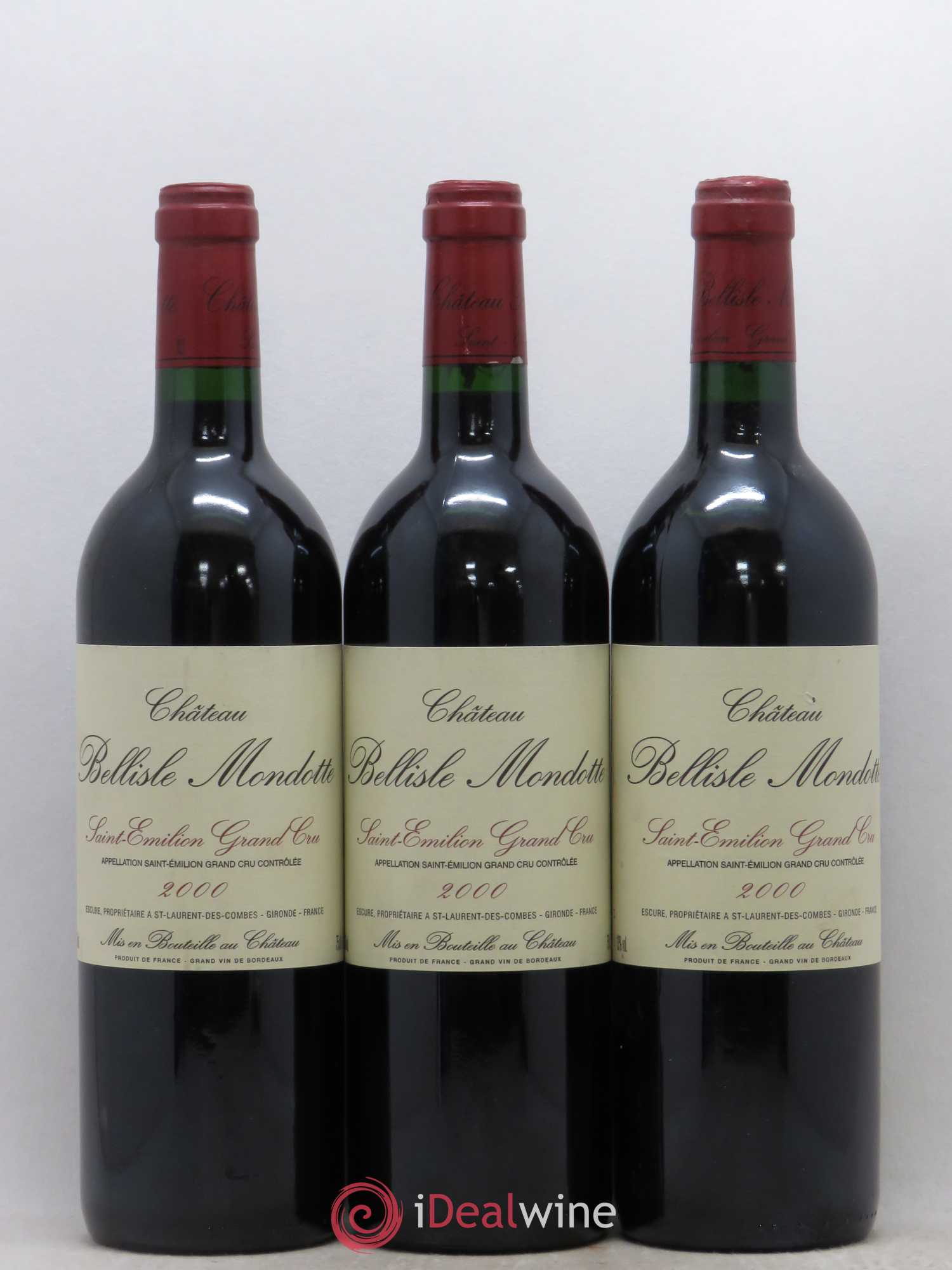 Château Bellisle Mondotte 2000 - Lot de 3 bouteilles - 0