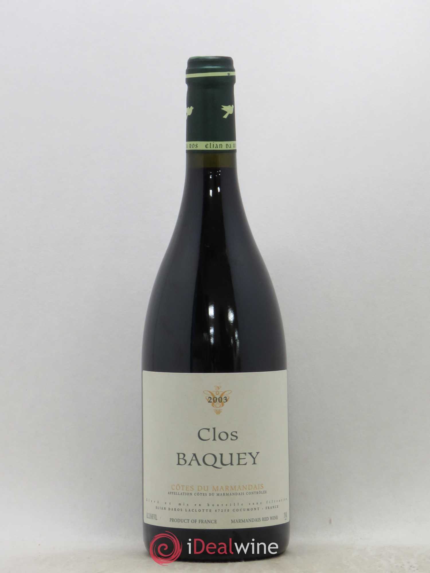 Côtes du Marmandais Clos Baquey Elian Da Ros (Domaine) 2003 - Lot de 1 bouteille - 0