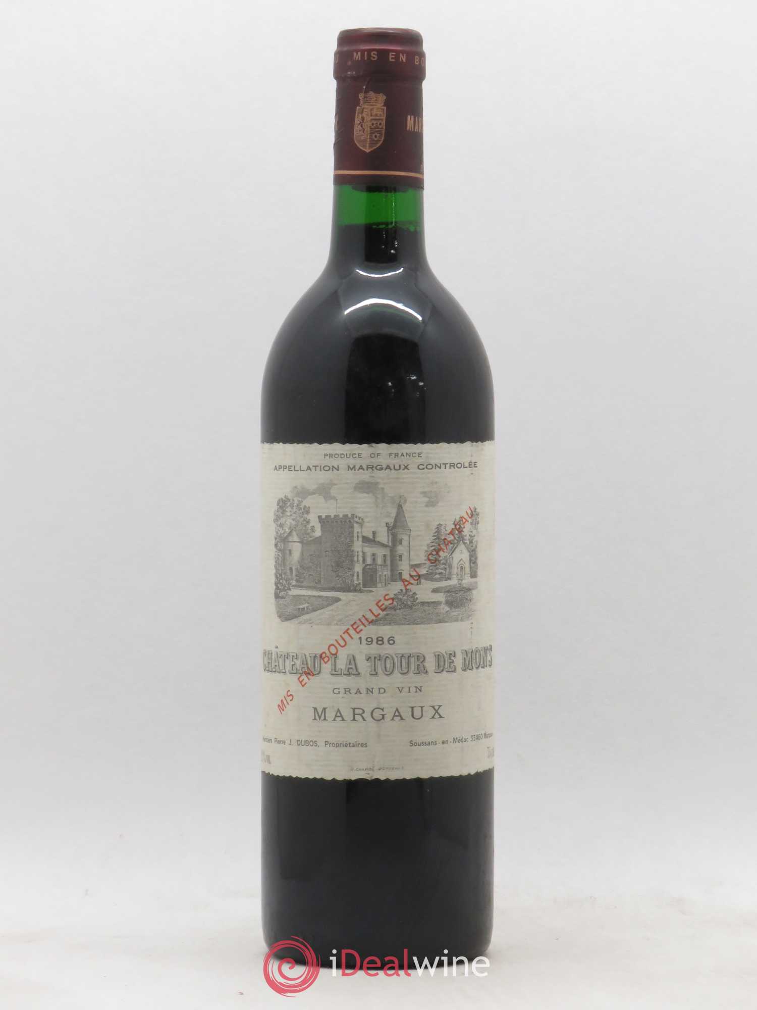 Château la Tour de Mons Cru Bourgeois 1986 - Lot de 1 bouteille - 0