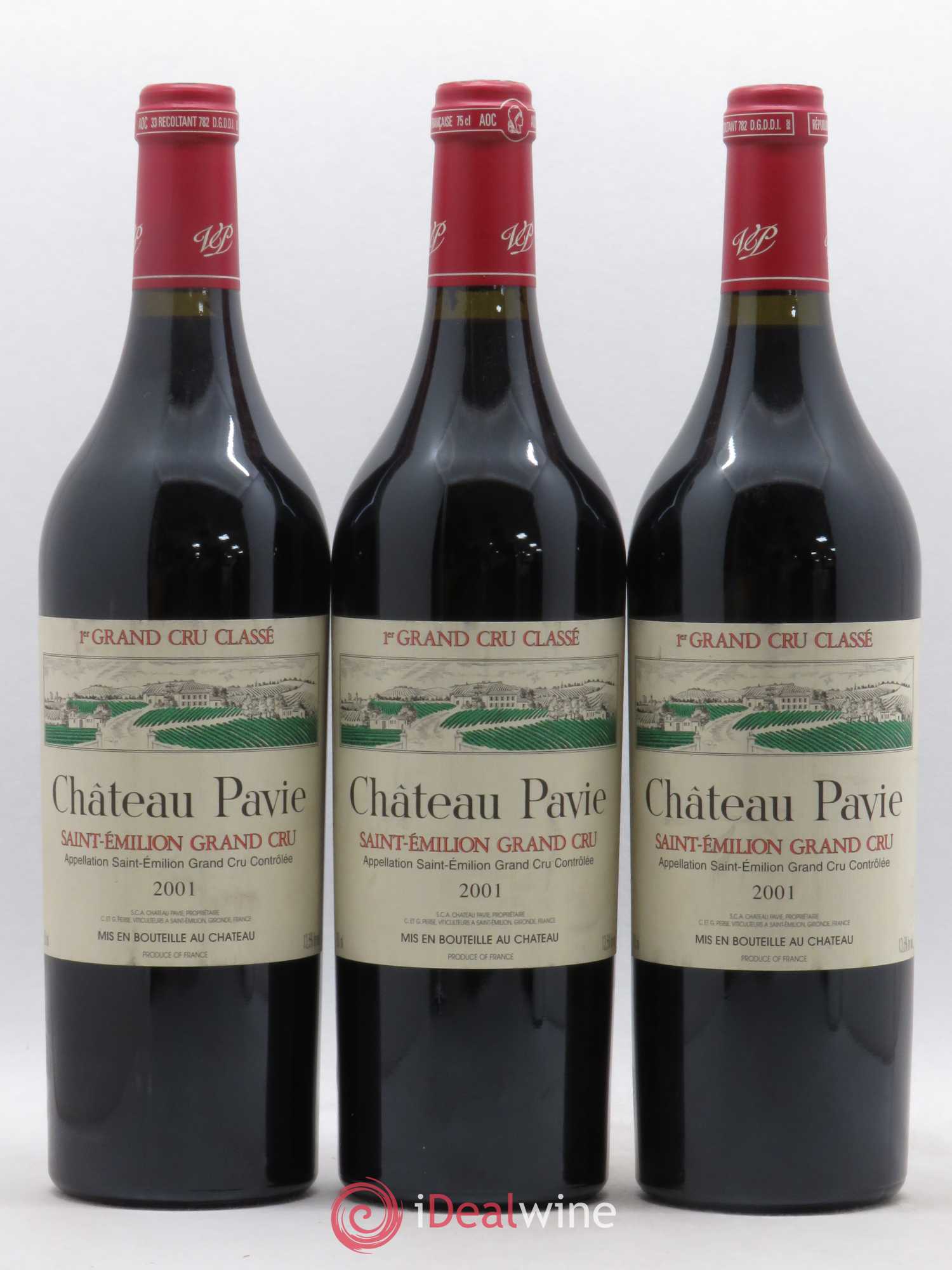 Château Pavie 1er Grand Cru Classé A 2001 - Lot de 3 bouteilles - 0