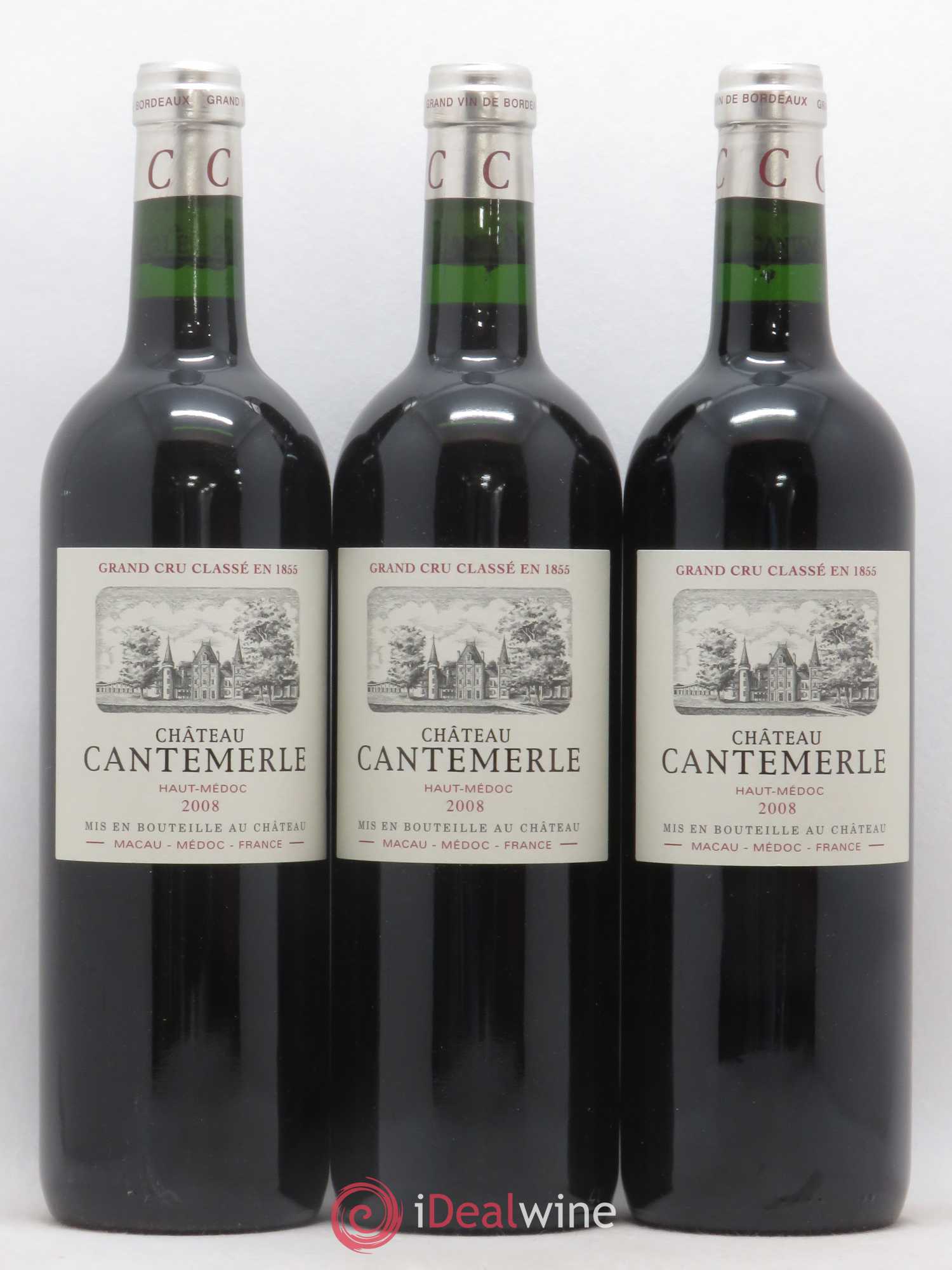 Château Cantemerle 5ème Grand Cru Classé 2008 - Lot de 3 bouteilles - 0
