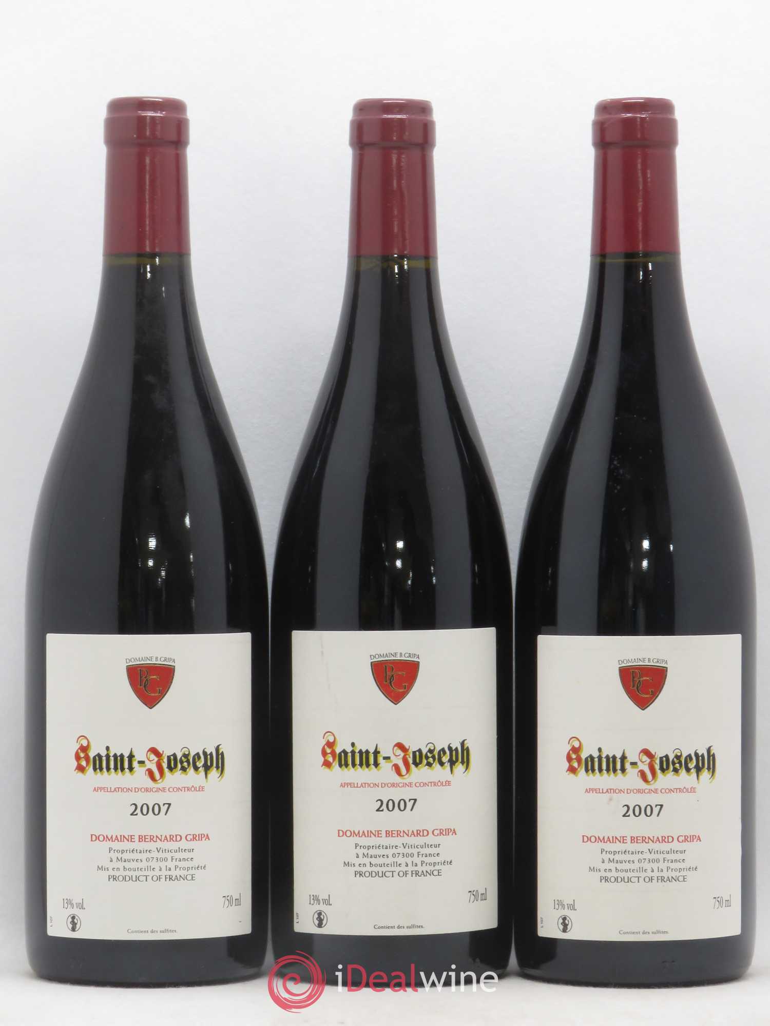 Saint-Joseph Bernard Gripa (Domaine) 2007 - Lot de 3 bouteilles - 0