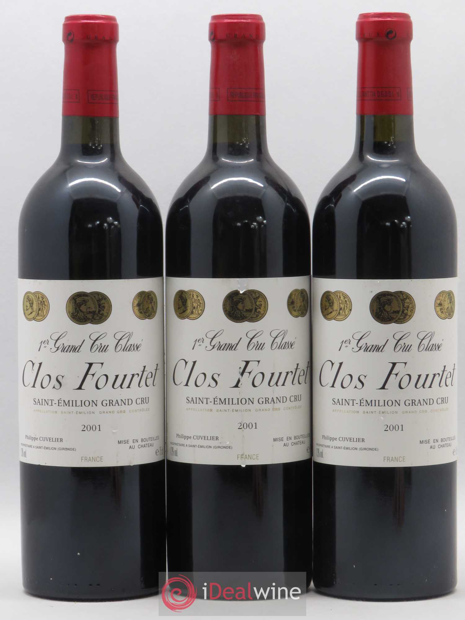 Clos Fourtet 1er Grand Cru Classé B 2001 - Lot de 3 bouteilles - 0