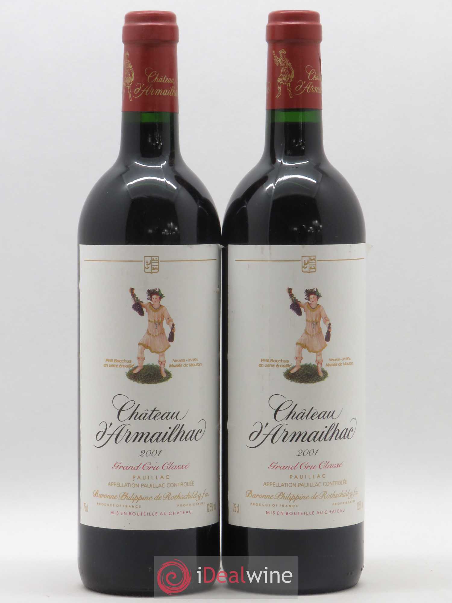Château d' Armailhac - Mouton Baron(ne) Philippe 5ème Grand Cru Classé 2001 - Lot de 2 bouteilles - 0