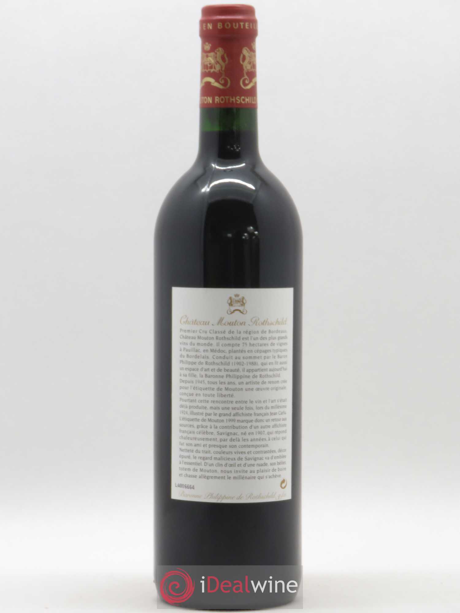 Château Mouton Rothschild 1er Grand Cru Classé 1999 - Lot de 1 bouteille - 1