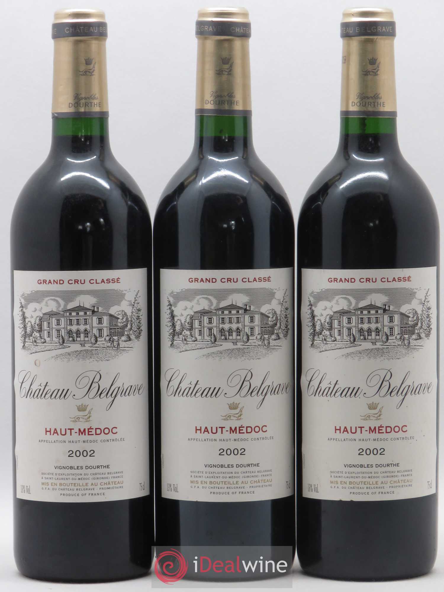 Château Belgrave 5ème Grand Cru Classé 2002 - Lot de 3 bouteilles - 0