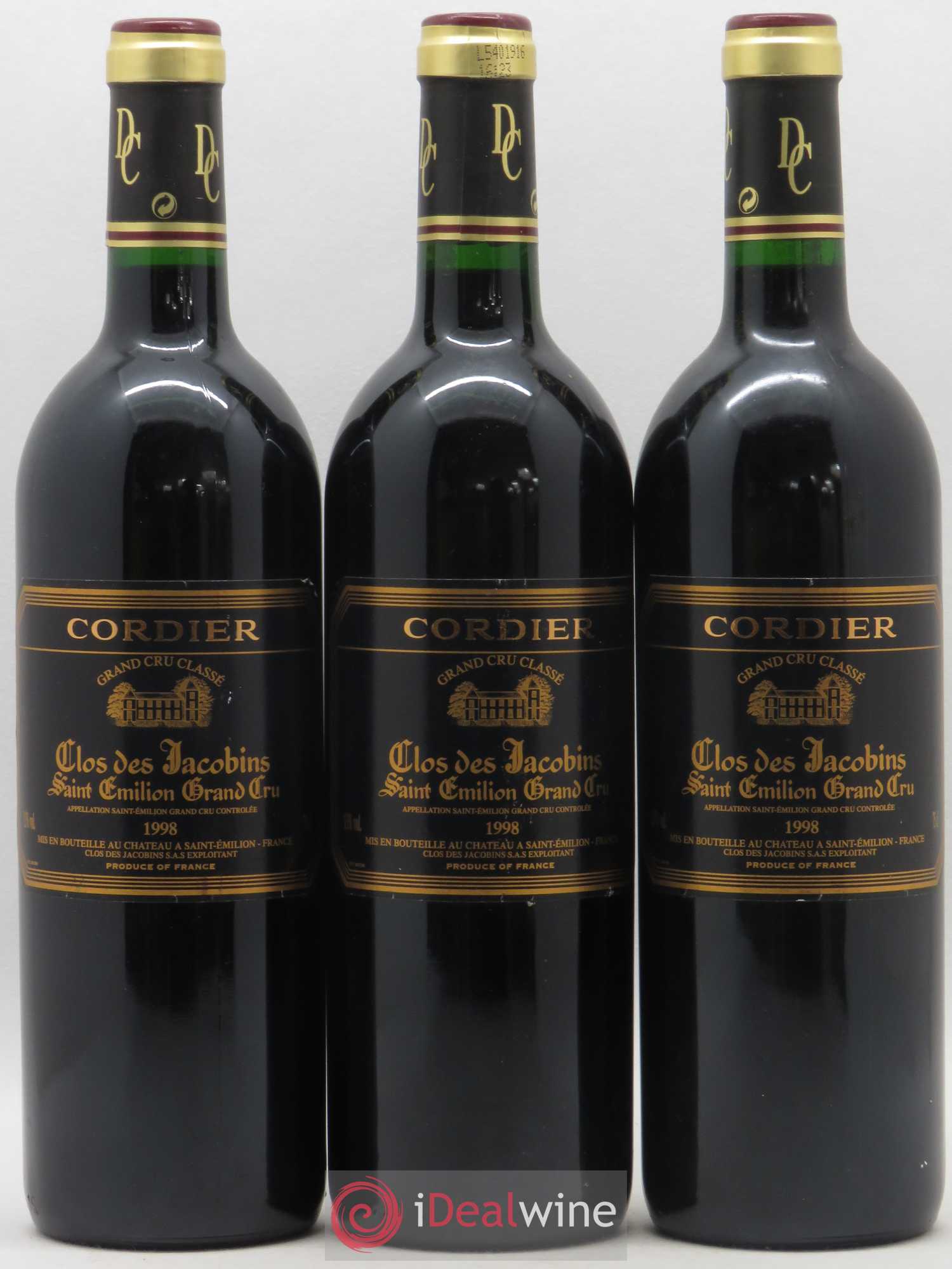 Château Clos des Jacobins Grand Cru Classé 1998 - Lot de 3 bouteilles - 0