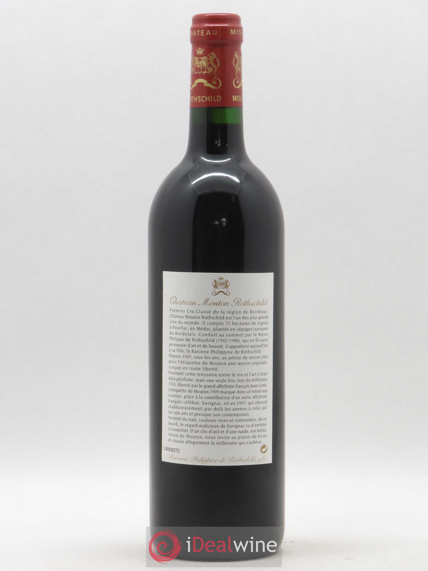 Château Mouton Rothschild 1er Grand Cru Classé 1999 - Lot de 1 bouteille - 1