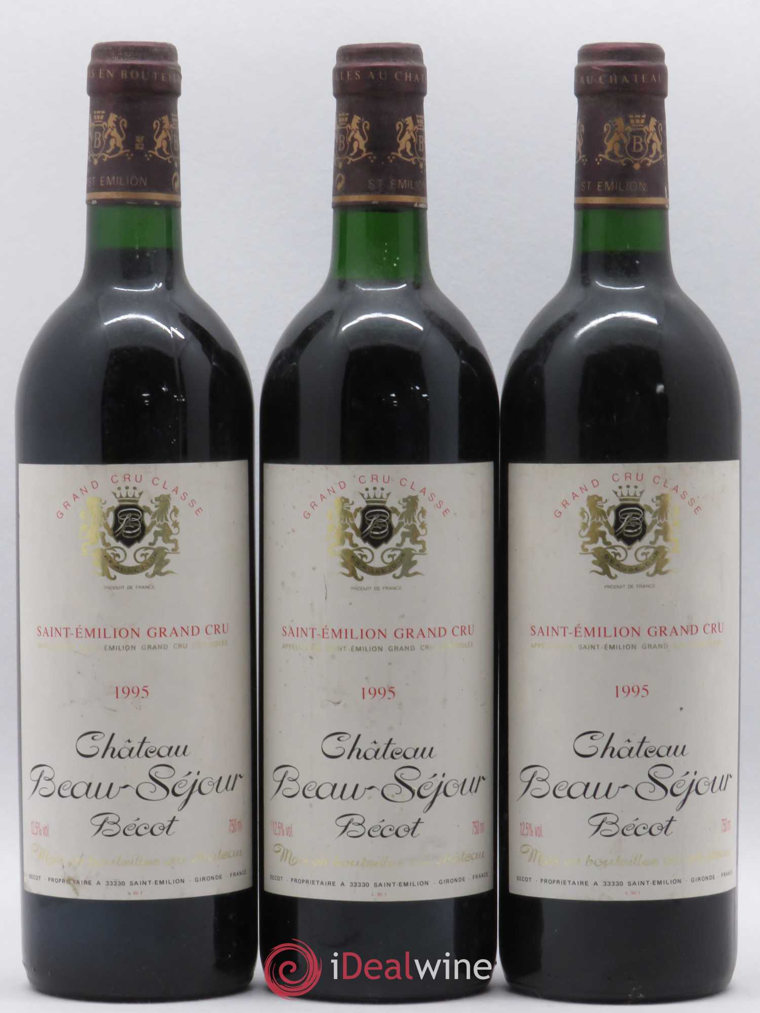 Château Beau-Séjour Bécot 1er Grand Cru Classé B 1995 - Lot de 3 bouteilles - 0