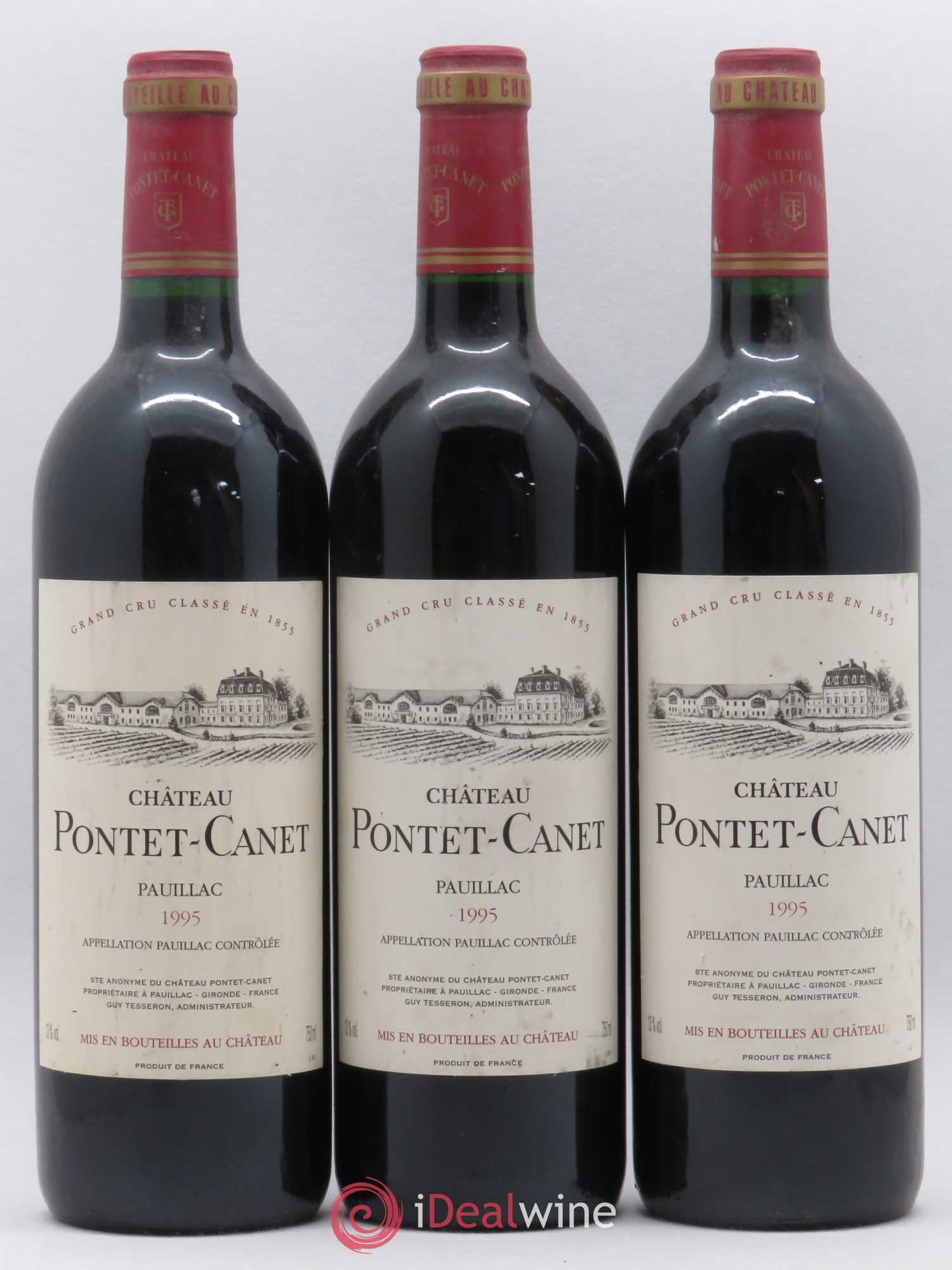 Château Pontet Canet 5ème Grand Cru Classé 1995 - Lot de 3 bouteilles - 0