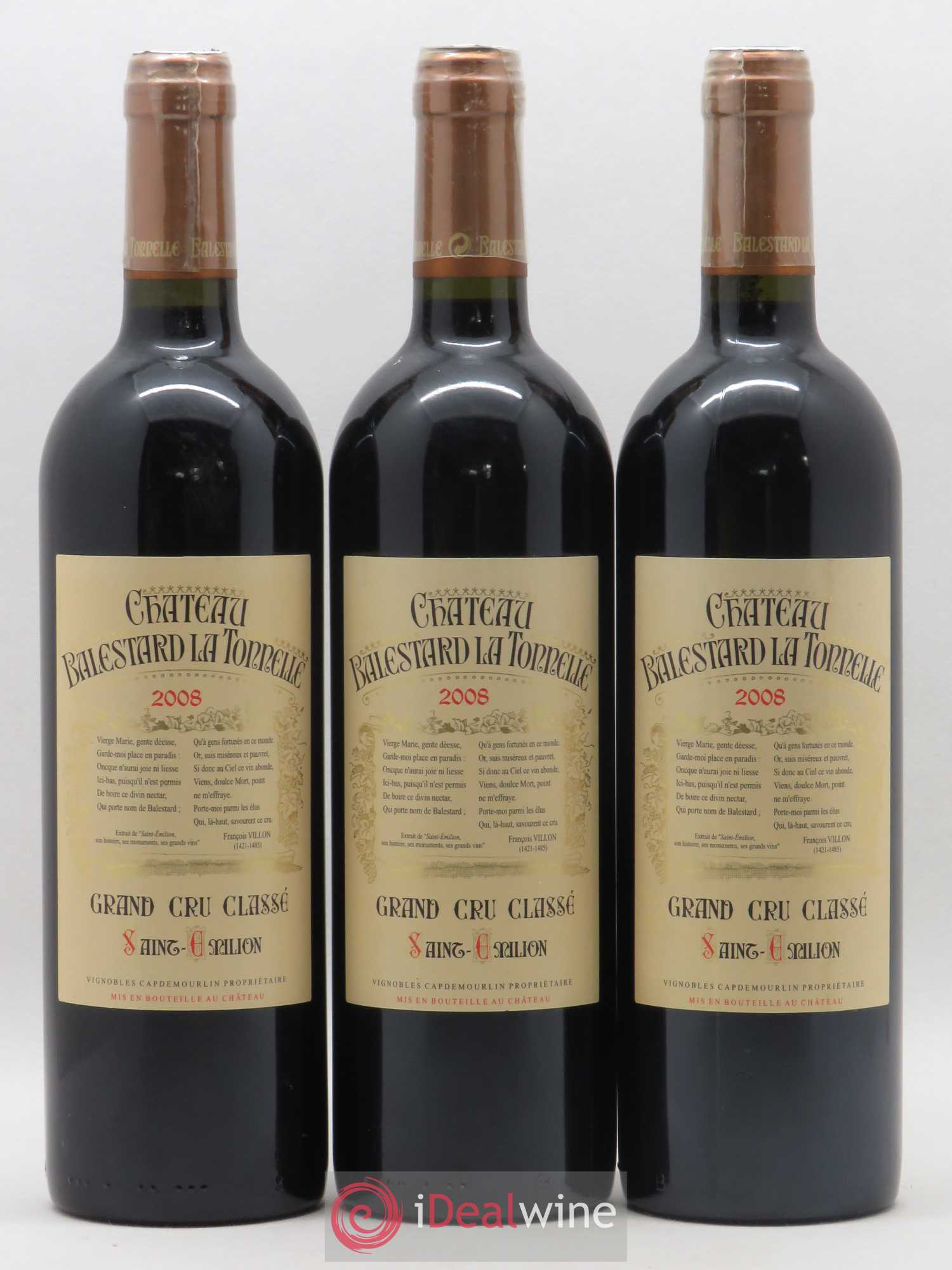 Château Balestard la Tonnelle Grand Cru Classé 2008 - Lot de 3 bouteilles - 0