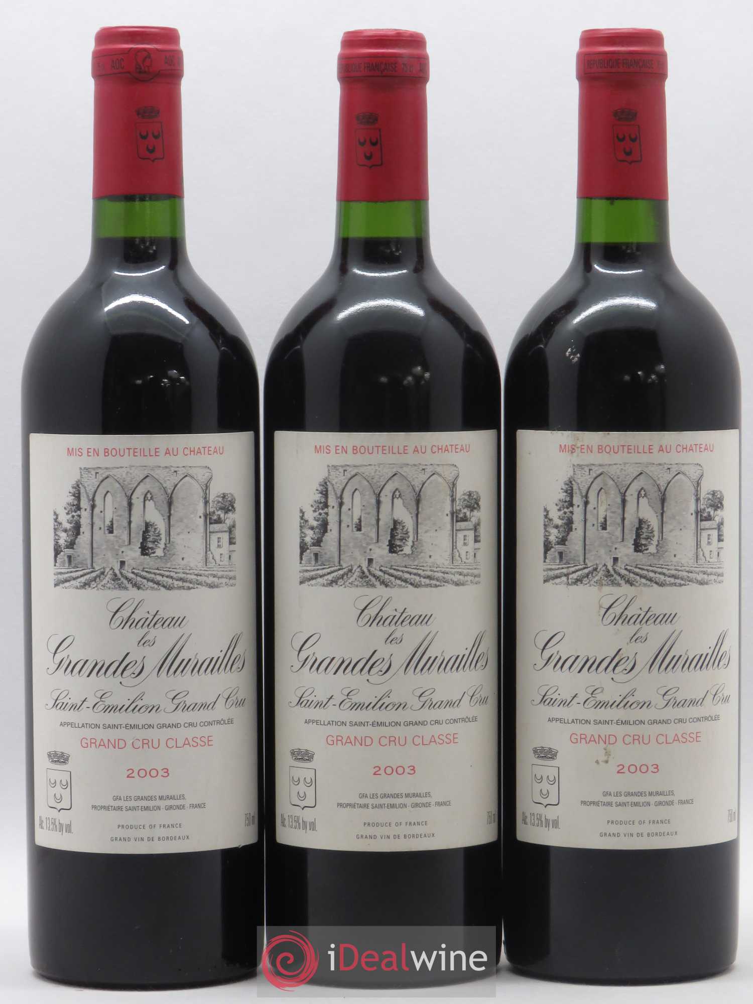 Château les Grandes Murailles Grand Cru Classé 2003 - Lot de 3 bouteilles - 0