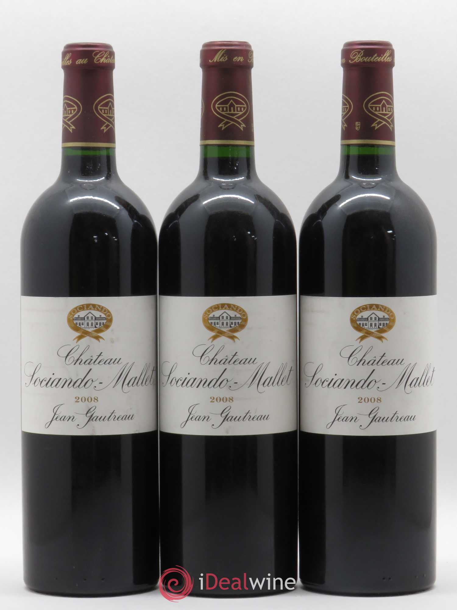 Château Sociando Mallet 2008 - Lot de 3 bouteilles - 0