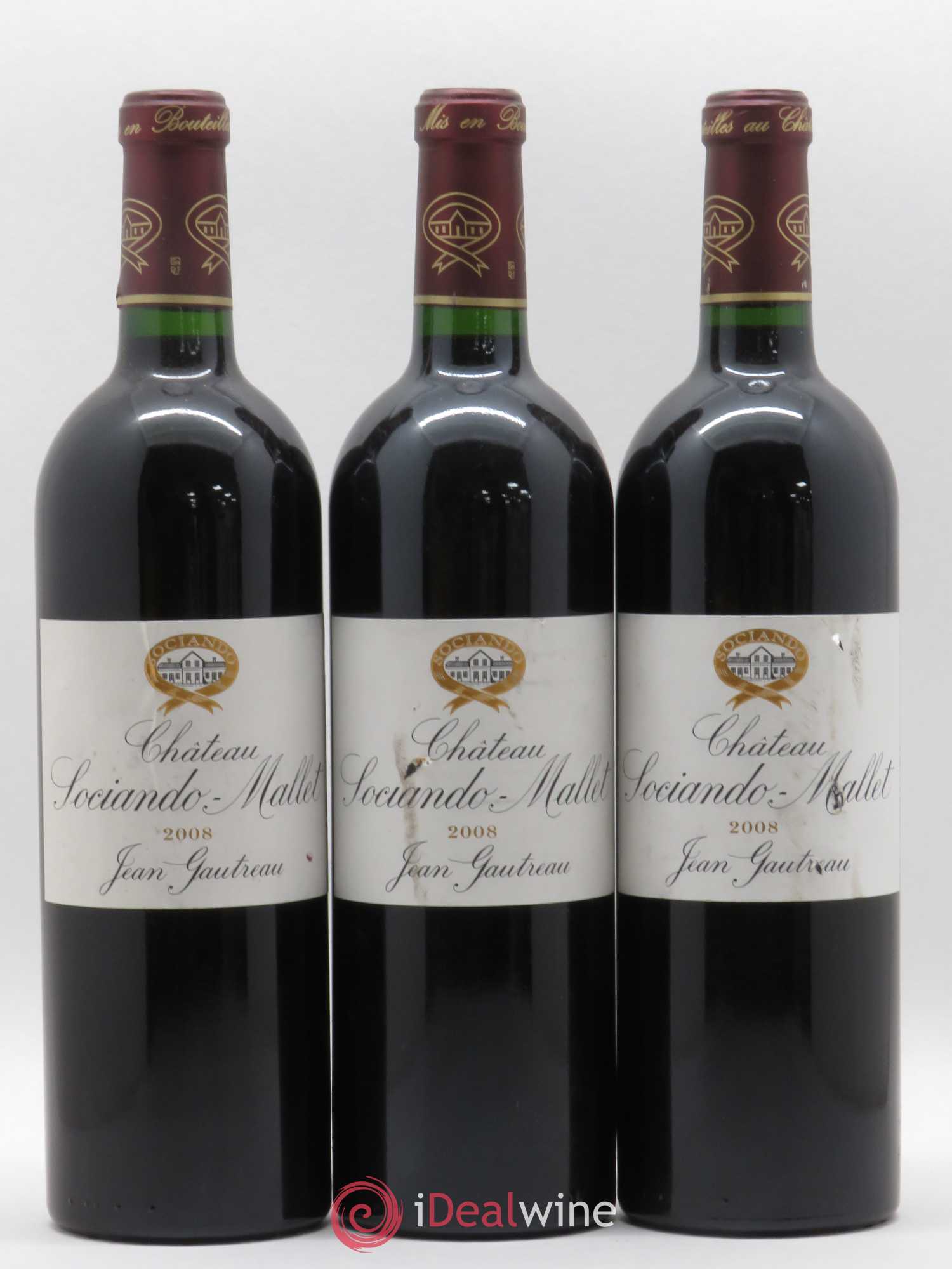 Château Sociando Mallet 2008 - Lot de 3 bouteilles - 0