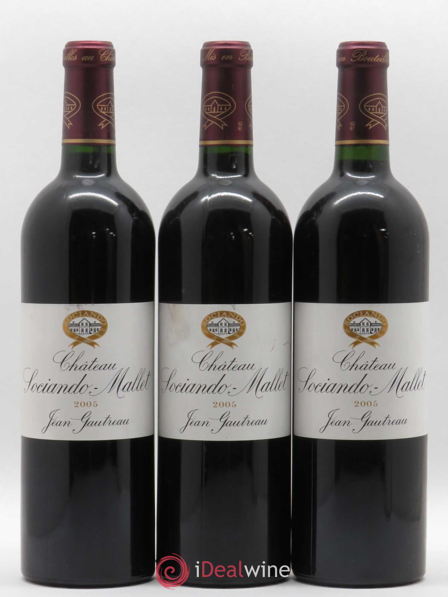 Château Sociando Mallet 2005 - Lot de 3 bouteilles - 0