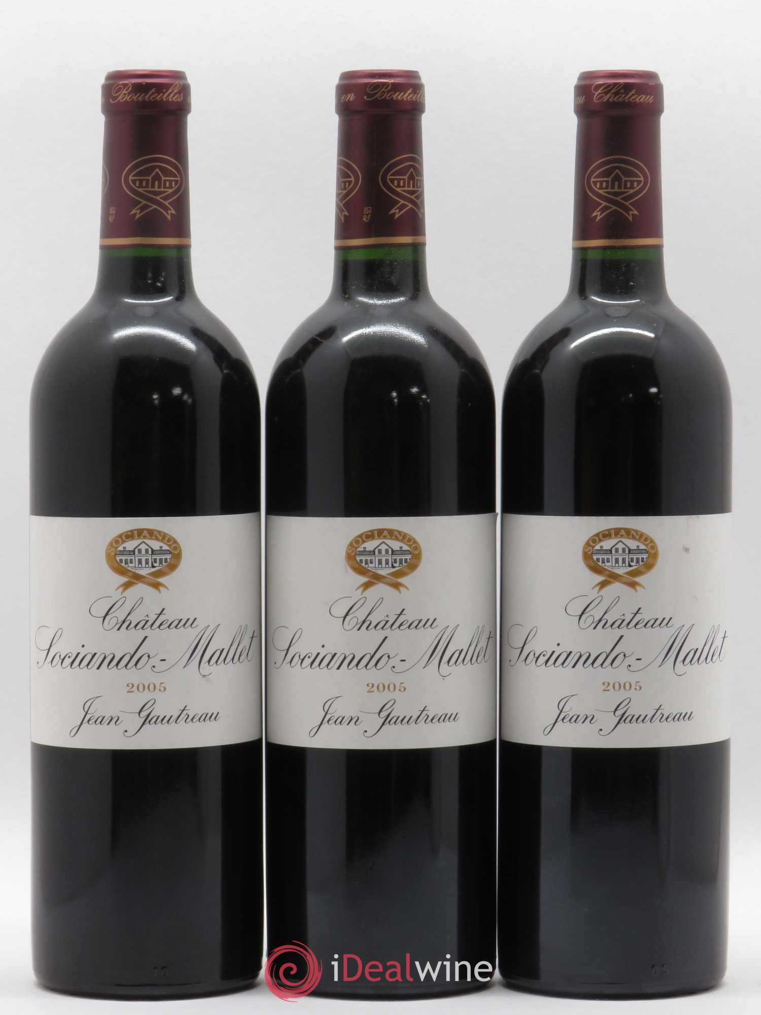 Château Sociando Mallet 2005 - Lot de 3 bouteilles - 0