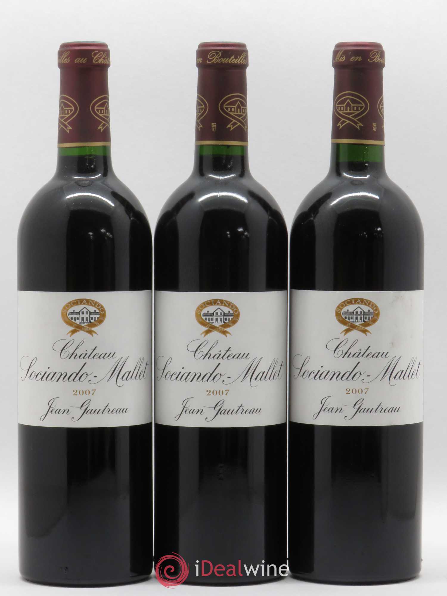 Château Sociando Mallet 2007 - Lot de 3 bouteilles - 0