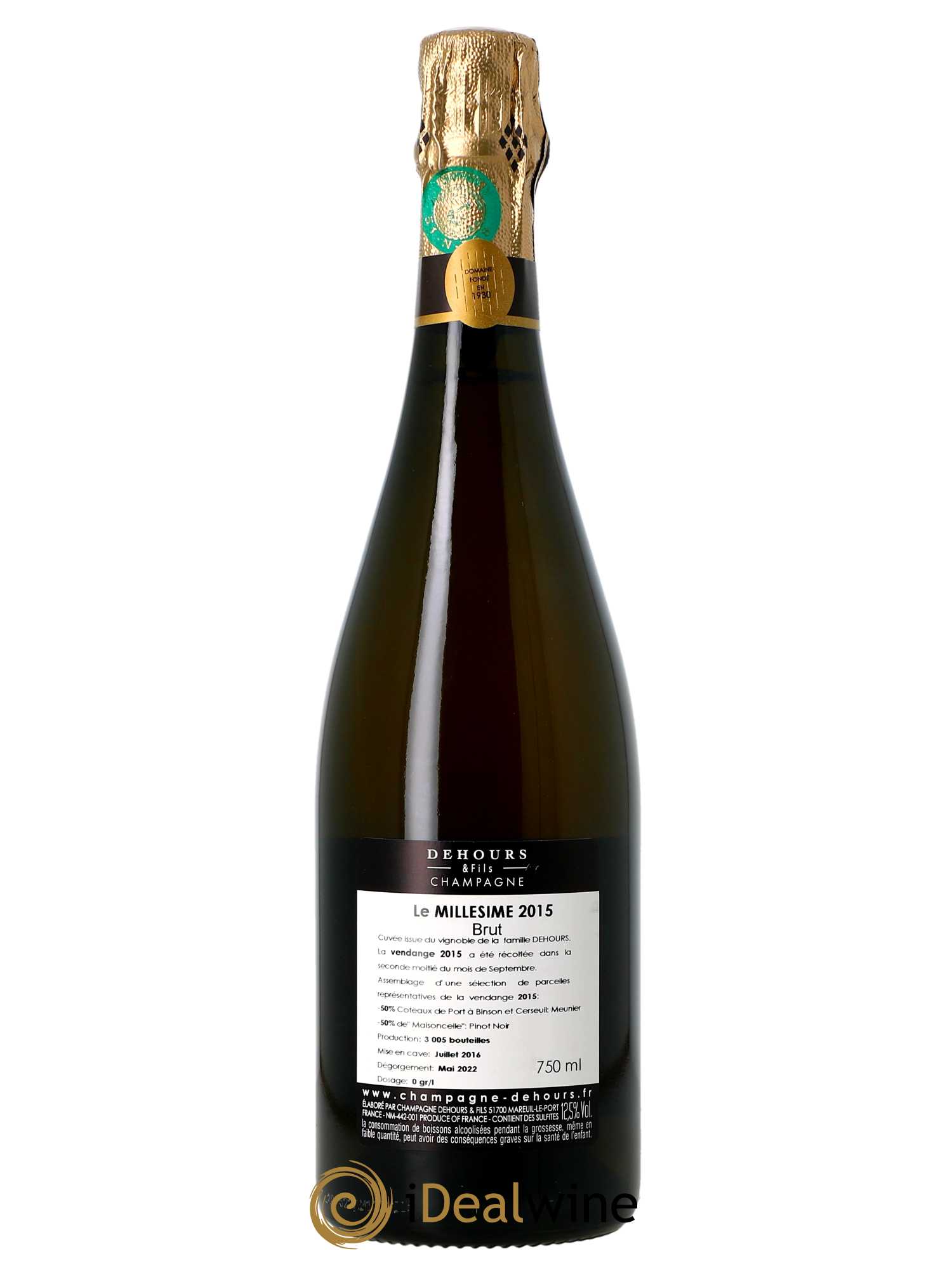 Extra-Brut Millésimé Dehours & Fils 2015 - Lot of 1 bottle - 1